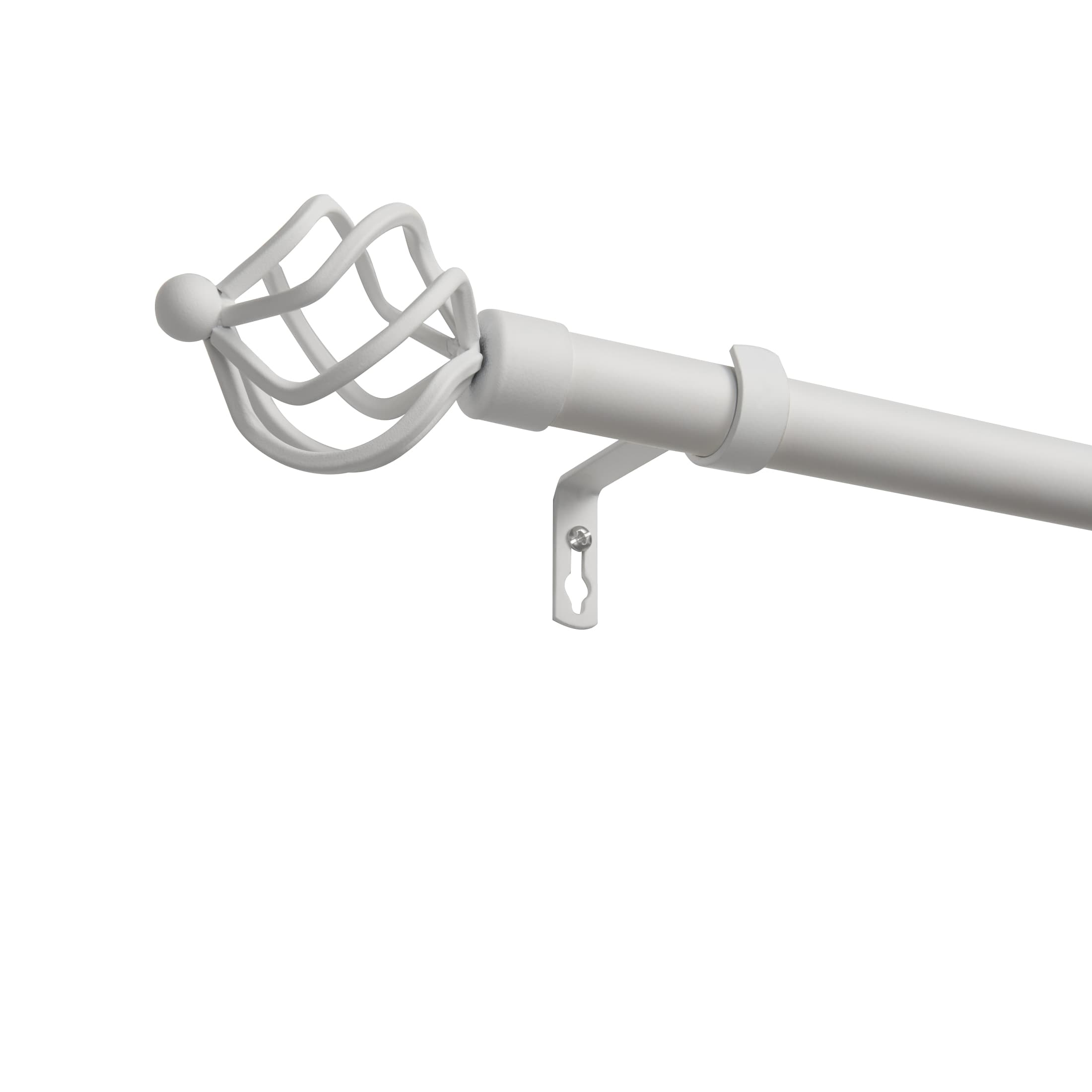 Exclusive Home ER1011-04 66120 Torch 66-in to 120-in Matte white Iron Single curtain rod with Finials