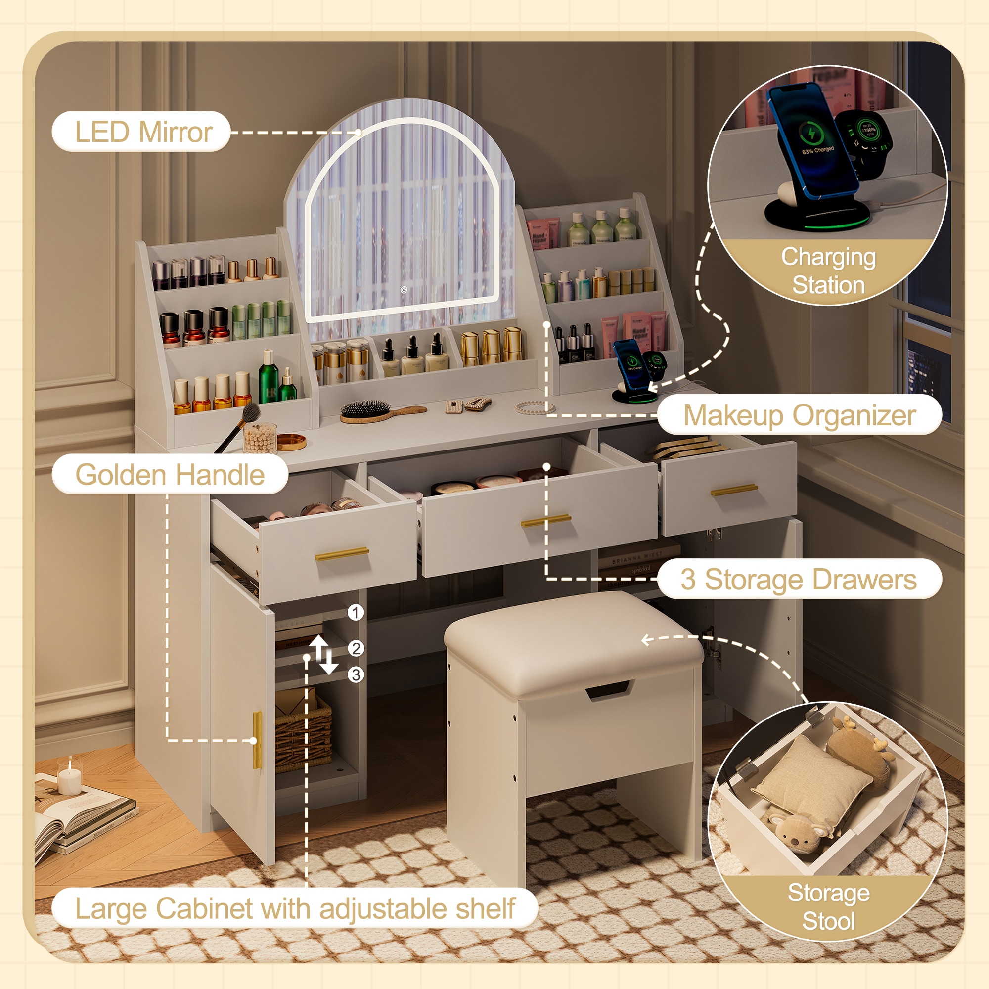 ModernLuxe L3P-N704P331024K Bedroom-Vanities - View #5