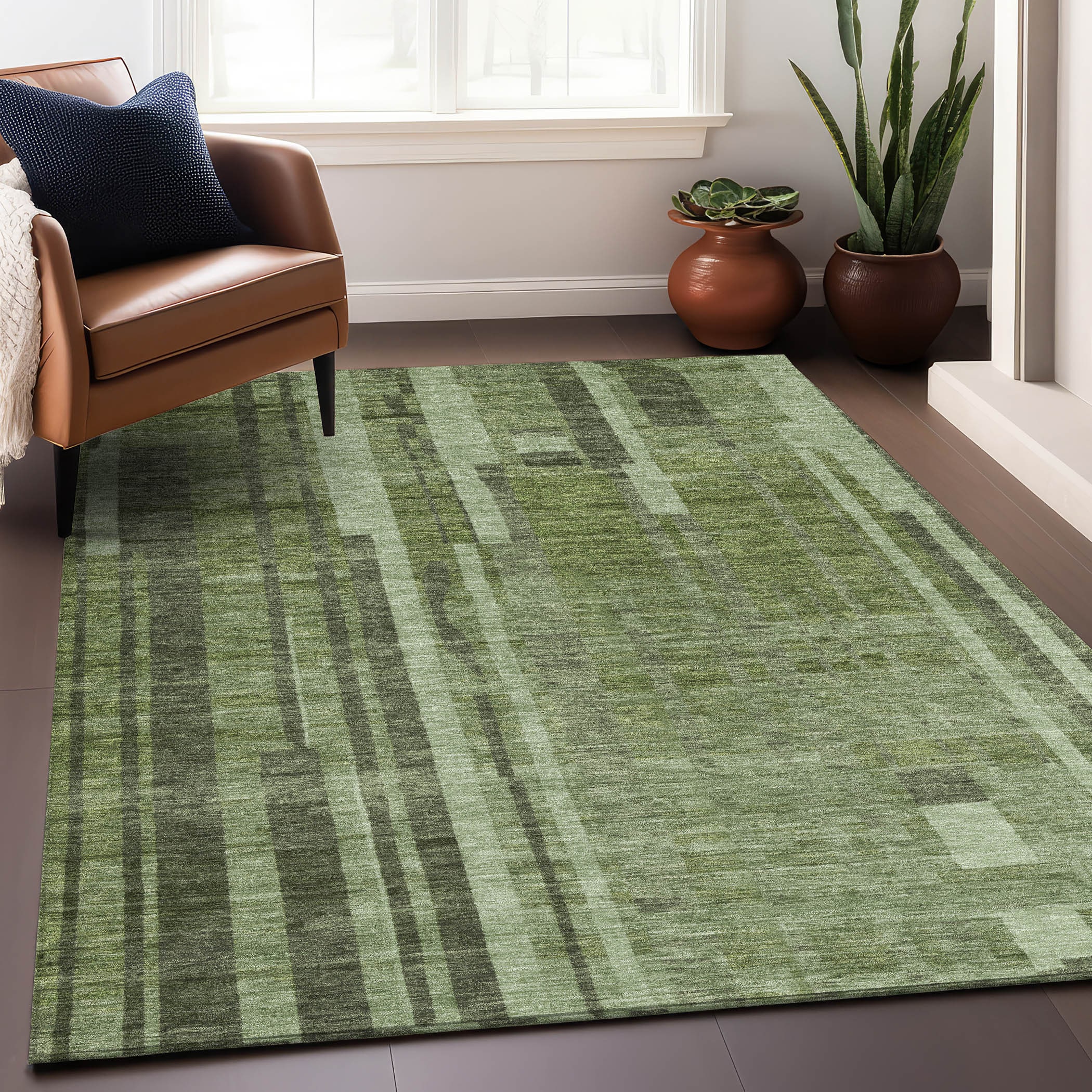 Addison Rugs ACN1063GE30X46 Chantille ACN1063GE 2 x 3 (ft) Polyester Green Rectangular Indoor/Outdoor Geometric Machine washable Area rug