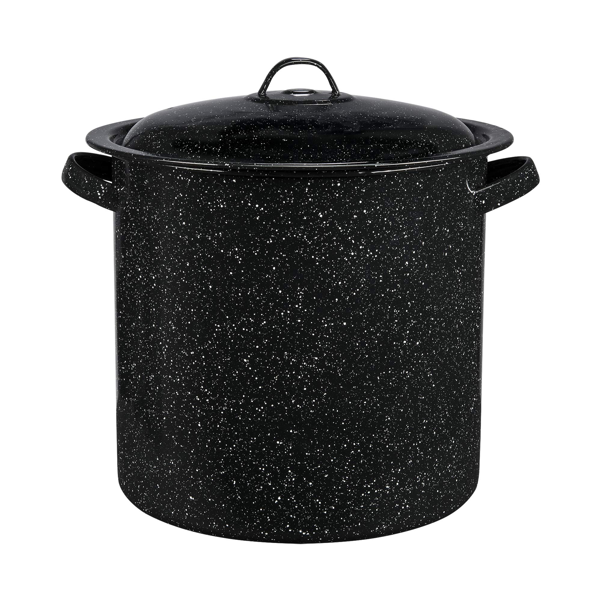 Granite Ware  15.5-Quart Enameled Steel Stockpot with Lid Non-Stick Speckled Black