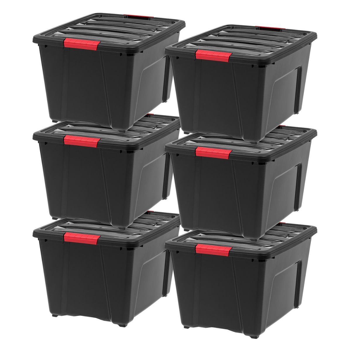 IRIS 4-Pack Medium 5-Gallons (20-Quart) Black Weatherproof Heavy Duty Tote  with Latching Lid in the Plastic Storage Containers department at