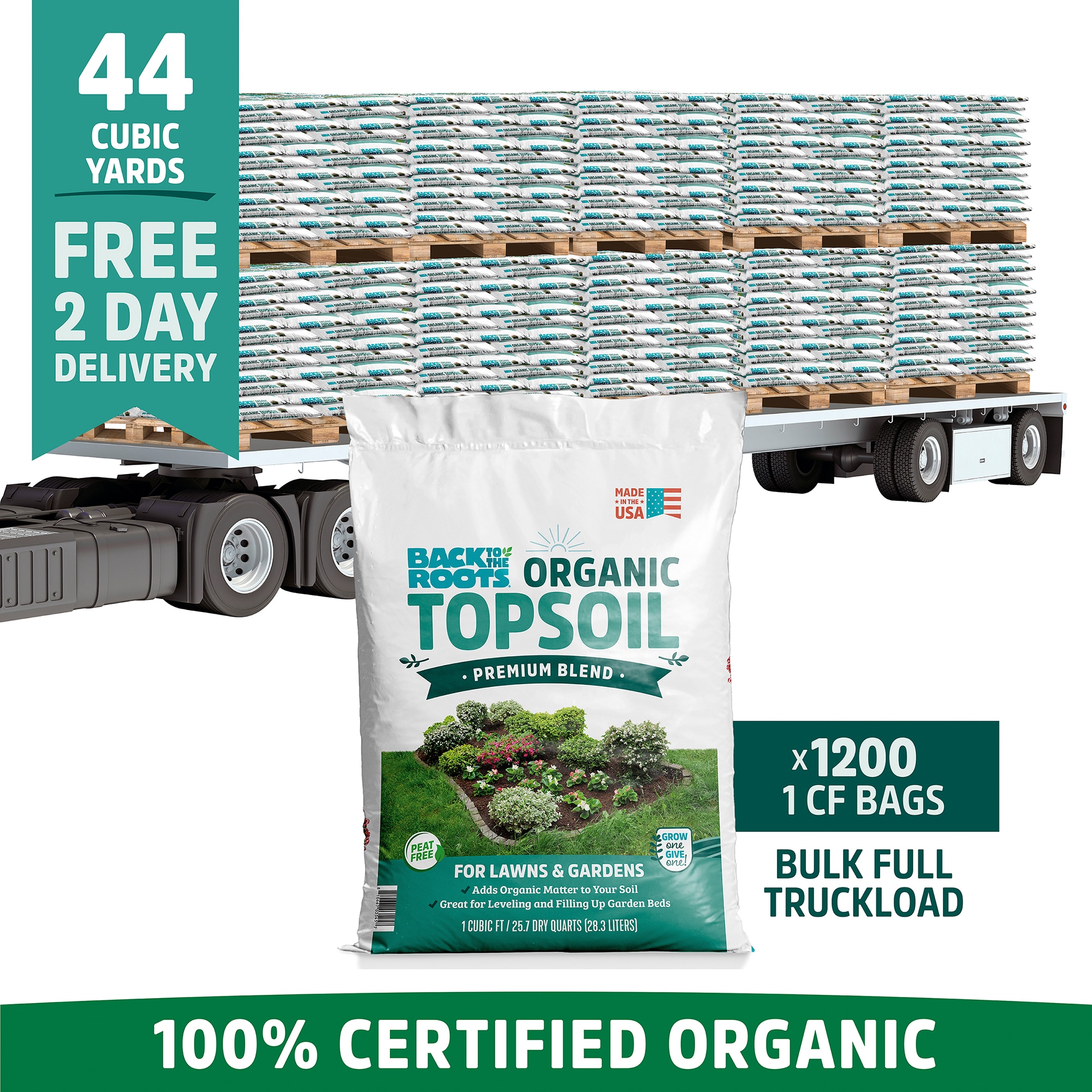 Back to the Roots (1200 1 cu. ft. Bags) Organic Value Topsoil Soil Truckload 1 Cubic feet All-purpose Organic Top soil #47141-DS