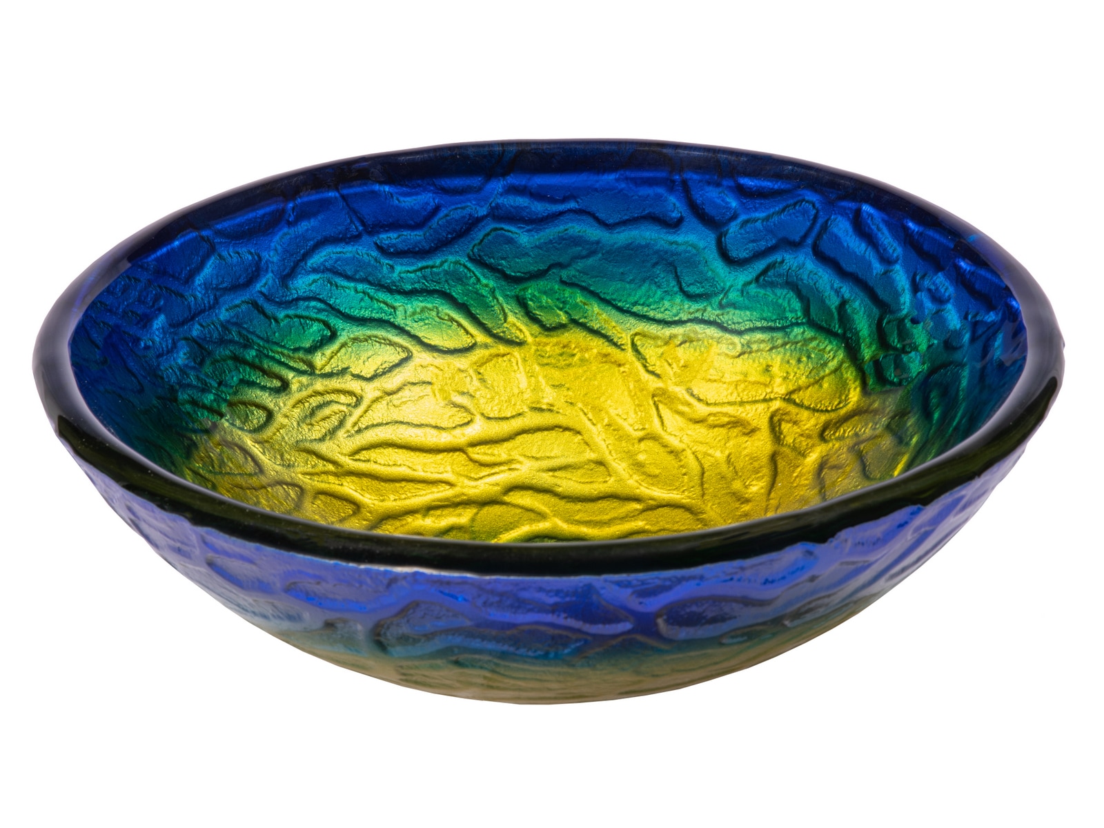 14.25'' Blue and Yellow Glass Vessel Sink