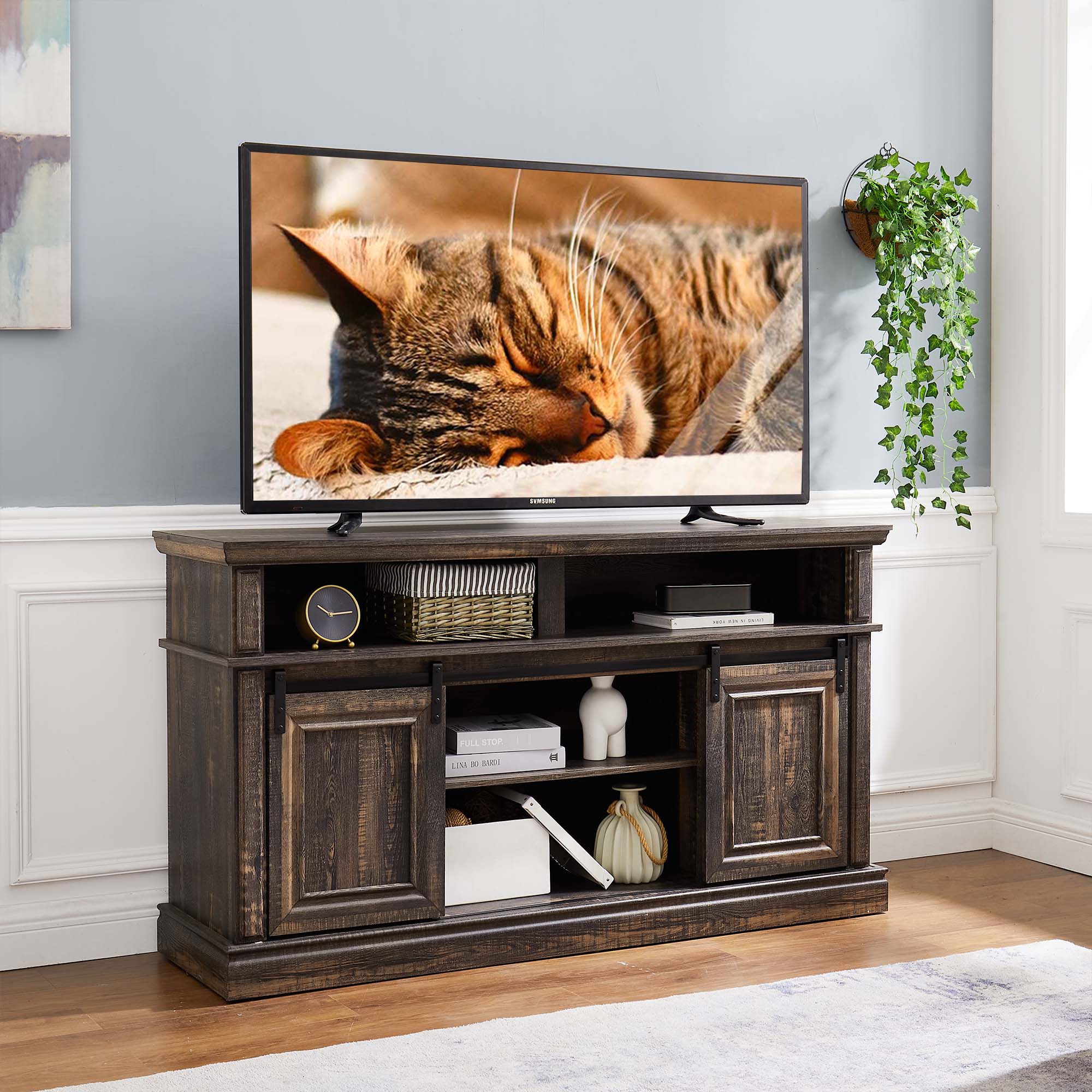 Fun Orange FUN25TV10 TV Stand Farmhouse/Rustic Antique brown TV cabinet ( Accommodates TVs up to 65-in )