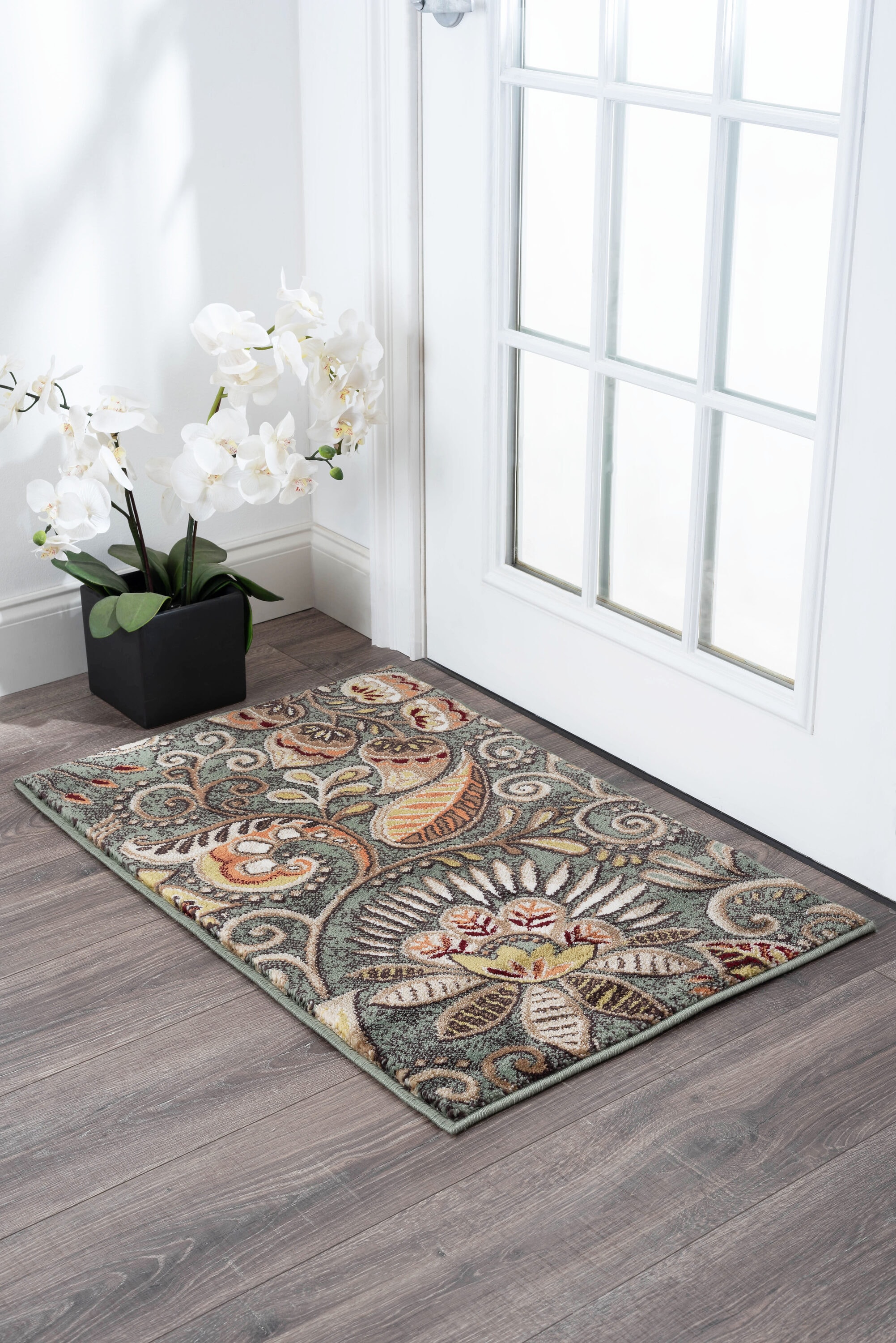 Tayse CPR1009 2X3 Capri 2 x 3 (ft) Loomed Polypropylene Seafoam Rectangular Indoor Floral/Botanical Farmhouse/Cottage Throw rug
