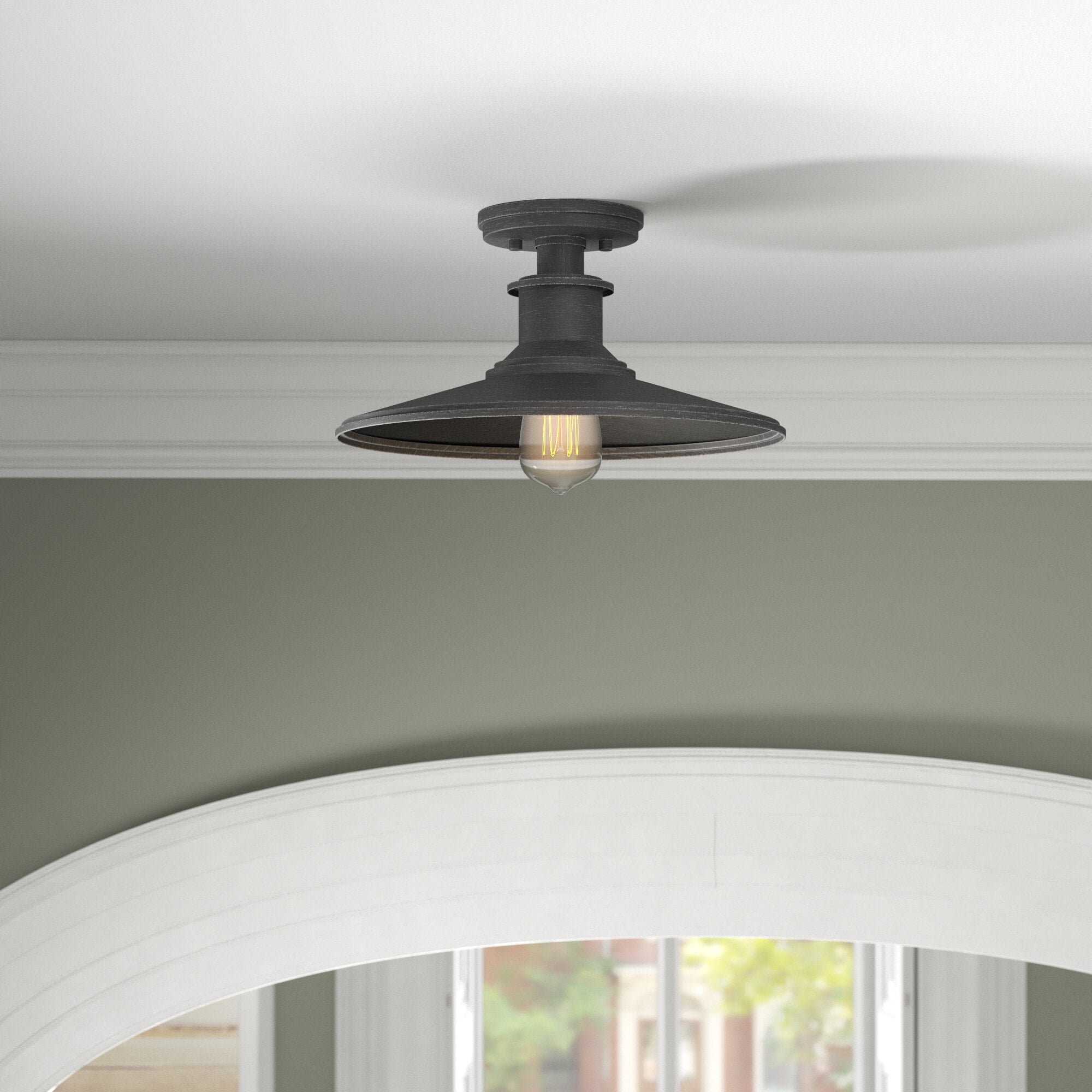Designers Fountain D207M-SF-WP Aurora 1 -Light 14-in Brushed Pewter Semi Flush Mount Light