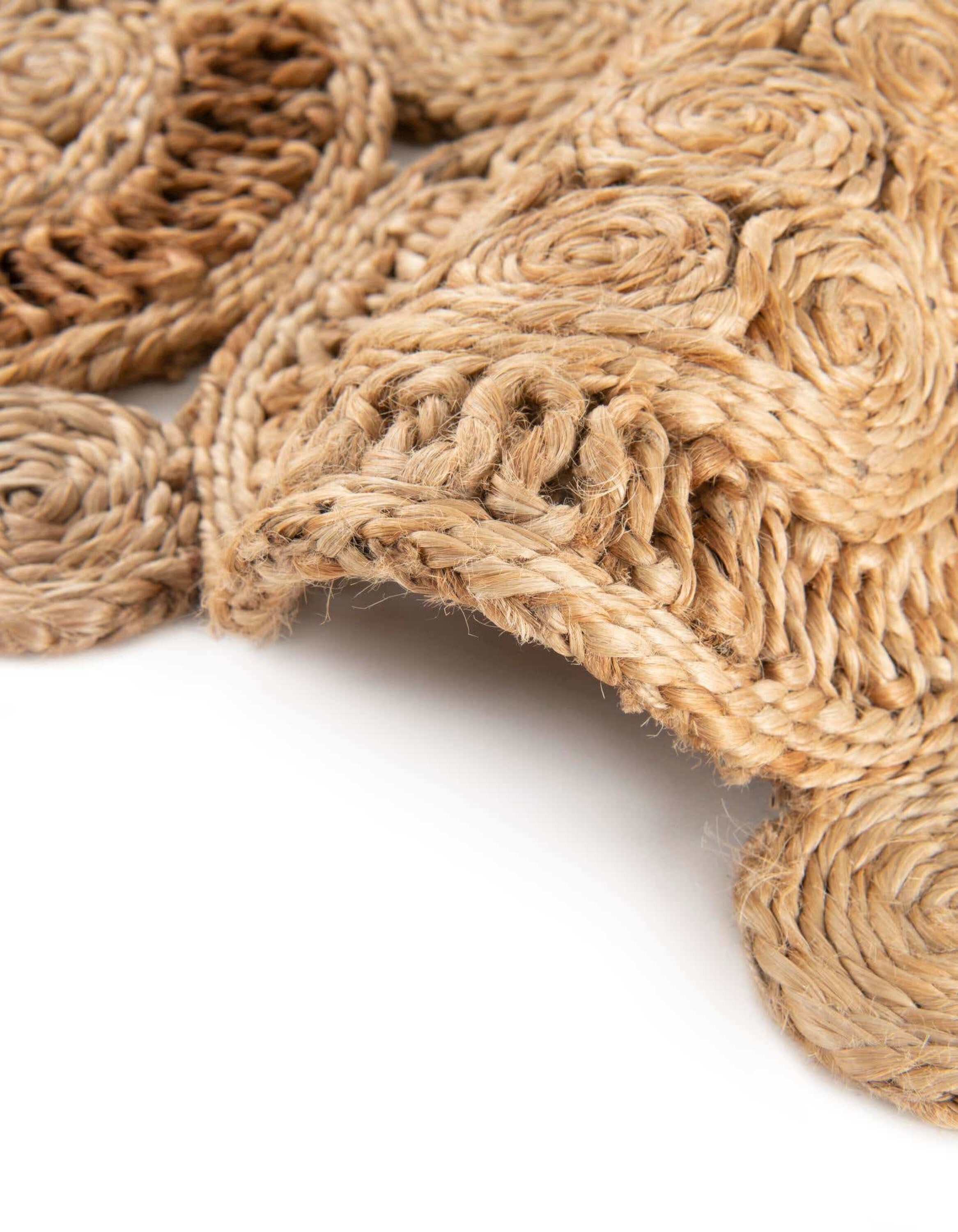 Handmade Braided Jute Square Rug in Natural Brown
