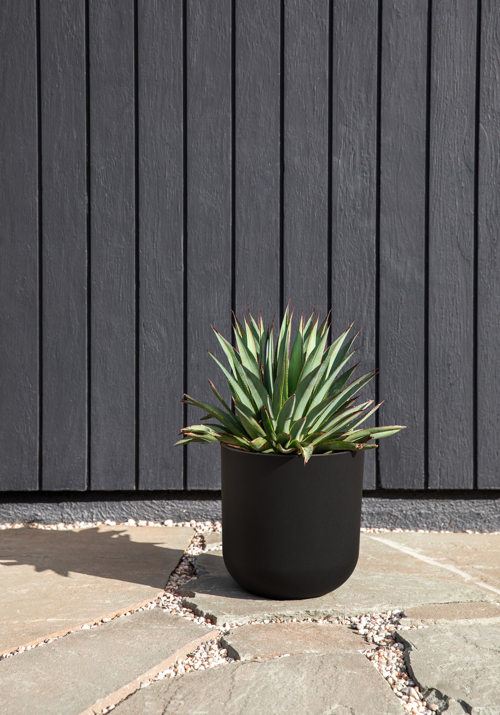 Kona 10" Black Plastic-Stone Outdoor Planter