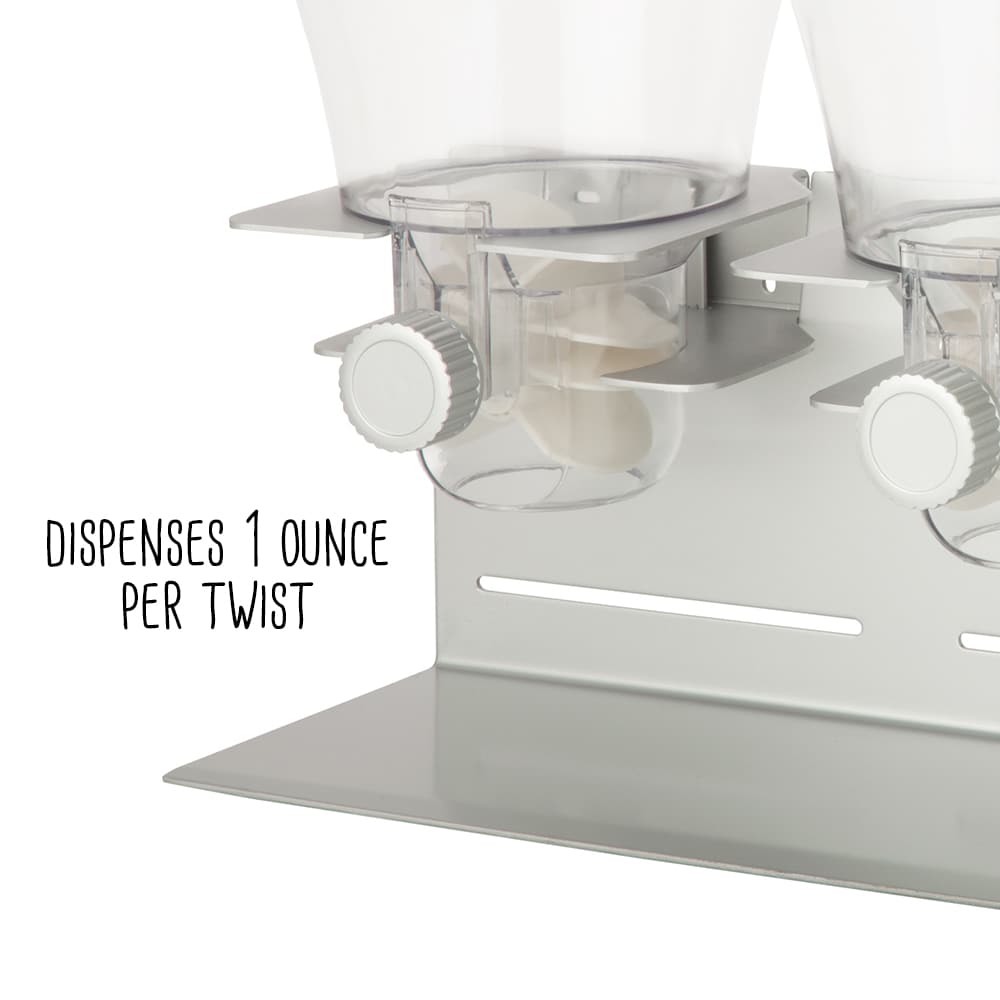 Triple Canister Stainless Steel and Clear Dry Food Dispenser
