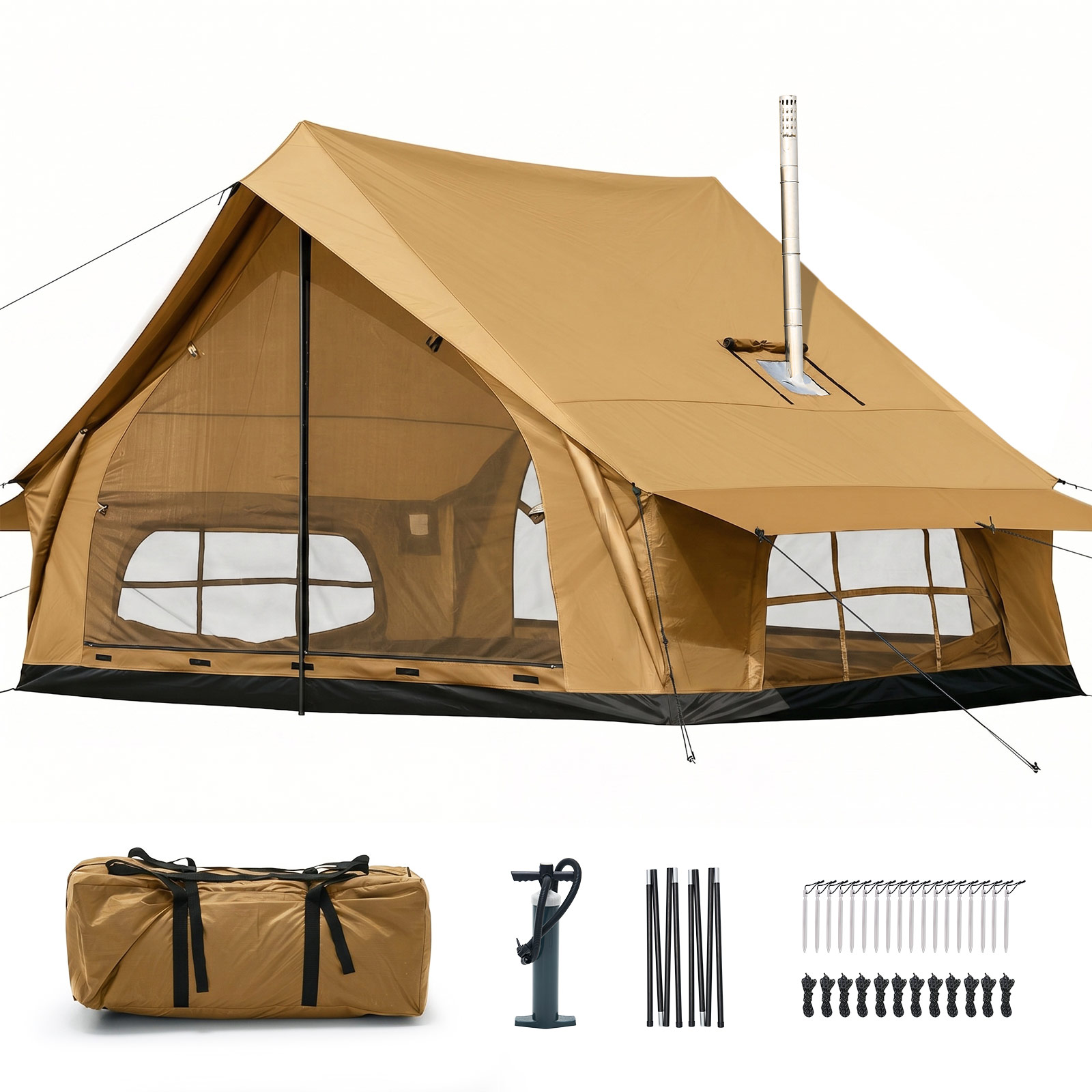 Esazn Hot Tent with Stove Jack Polyester 4 -Person Tent