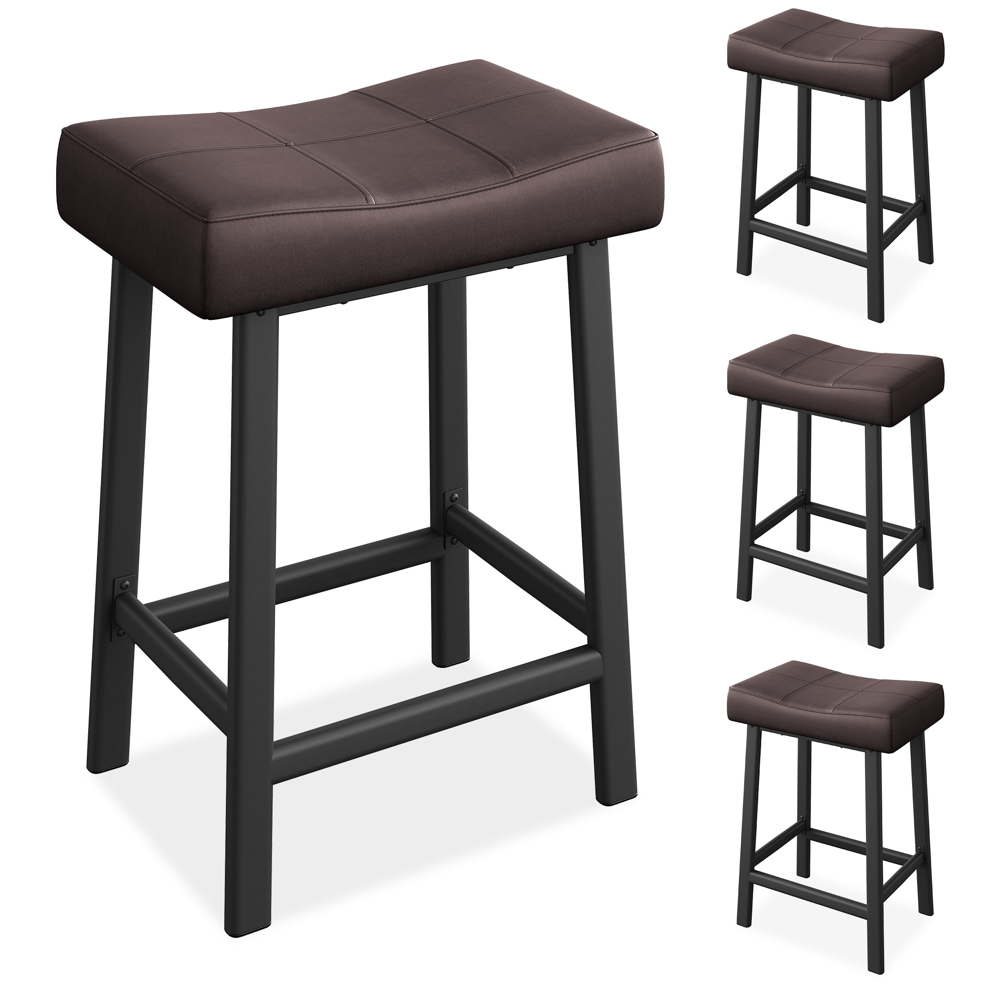 Garvee - 2PCS Counter Height Bar Stools Set 24 Inch Barstools For Kitchen Island Counter Bonded L...