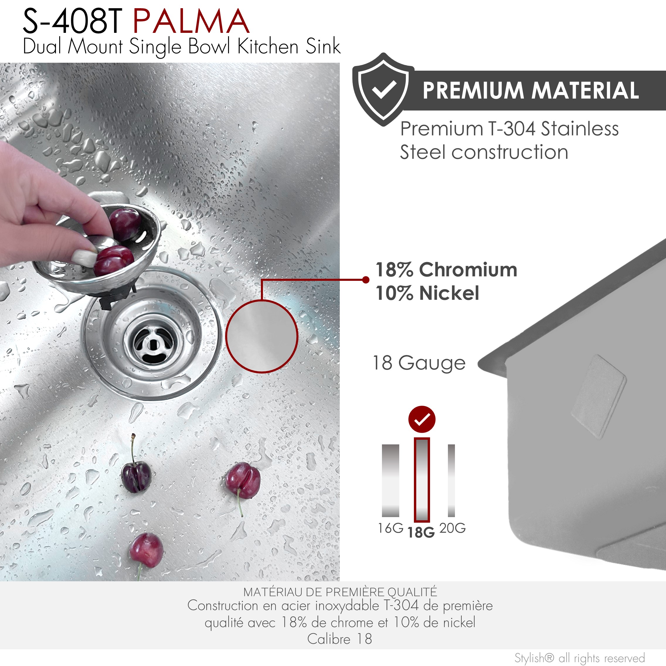 Stylish S-408T1 Kitchen-Sinks - View #3
