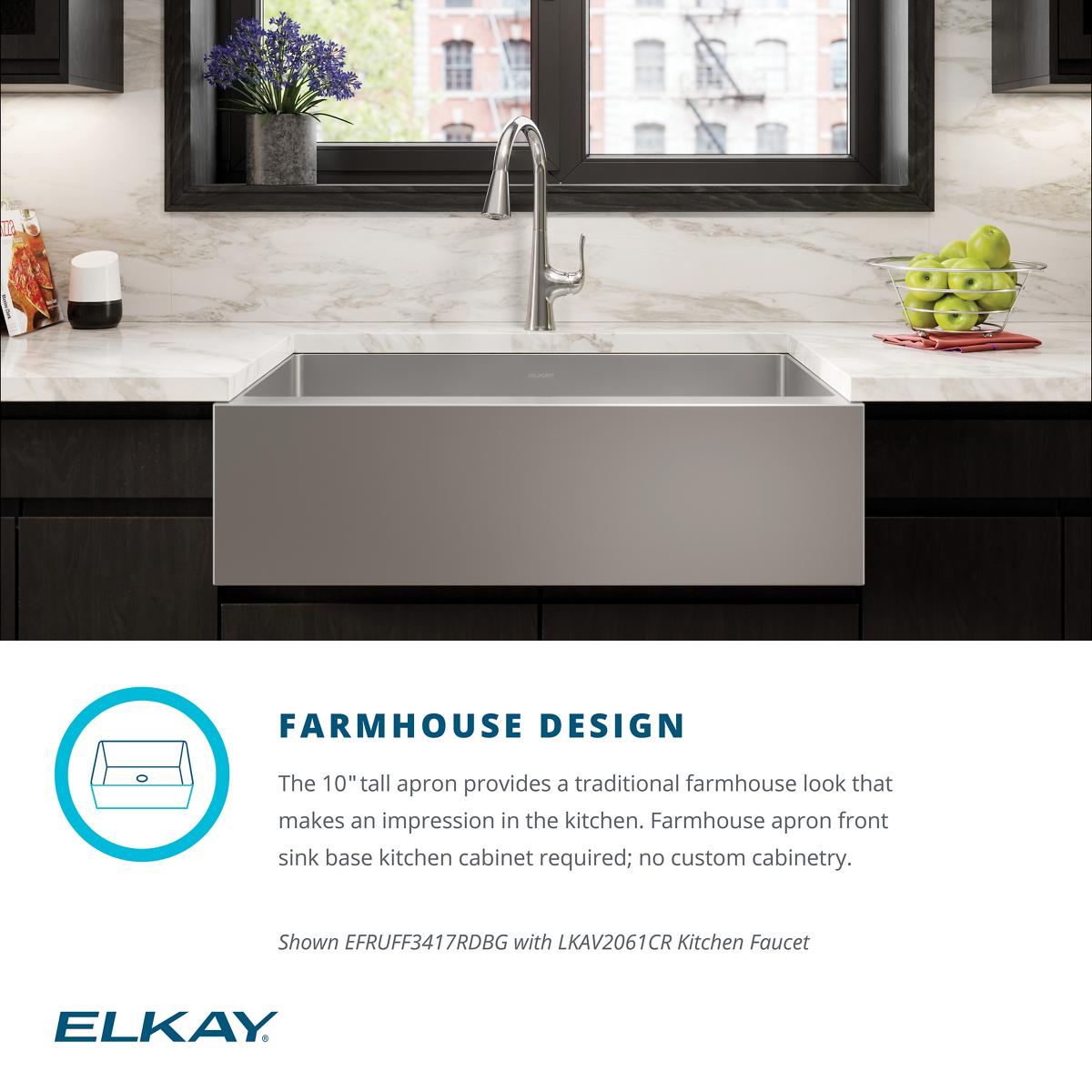 36" Stainless Steel Farmhouse Single Bowl Sink