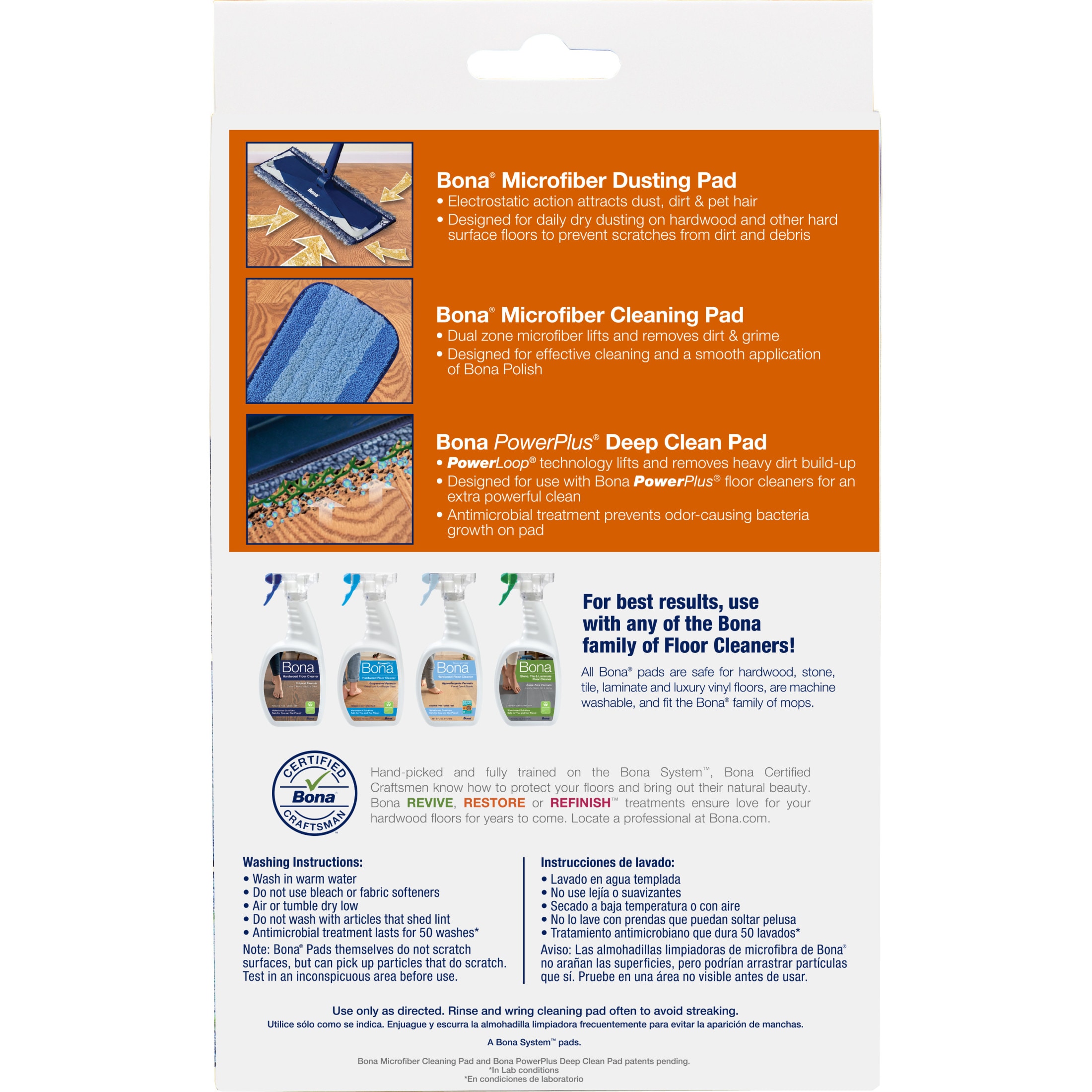 Bona Microfiber Mop Pad Variety 3-Pack - Machine Washable
