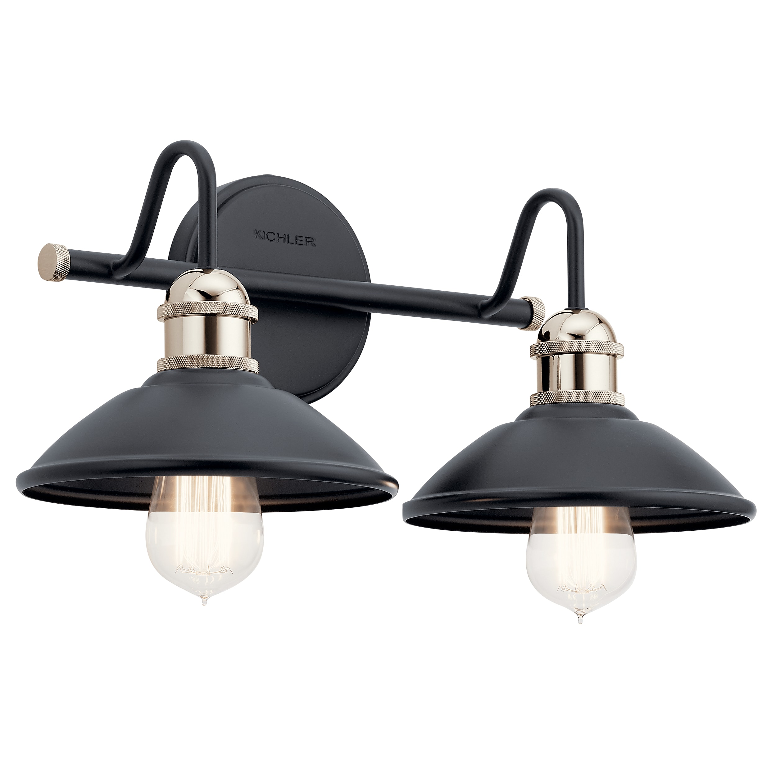 Kichler Clyde 16.75-in 2-Light Black Industrial Vanity Light In The ...