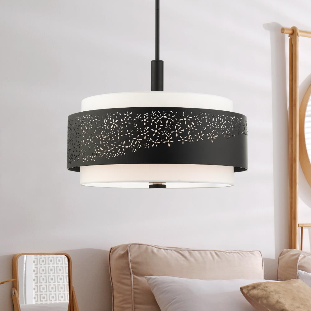 Black Mini Drum 4-Light Steel Pendant