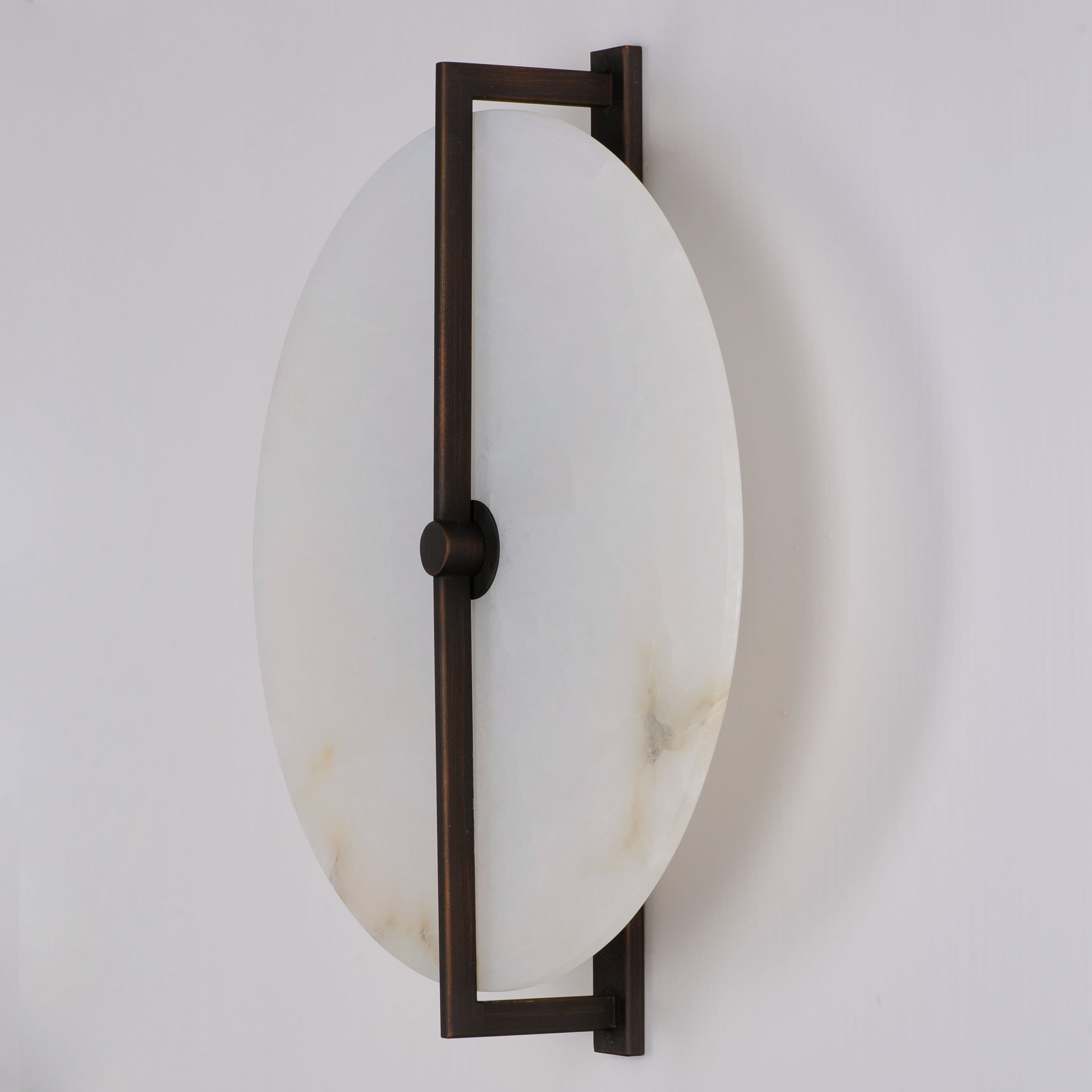 Dark Bronze and White Alabaster LED Wall Sconce