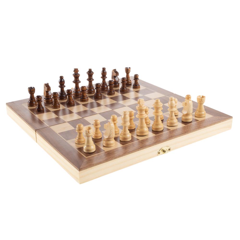 6 Wooden Chessmen and Foldable 20 inch Plastic Red Board Chess Set no 