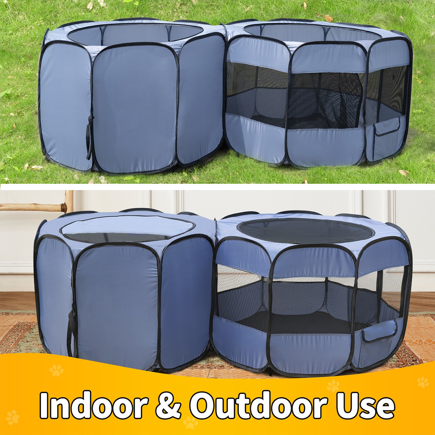 Alvantor 17-in Gray Plastic Indoor/Outdoor Playpen In The Dog Pens ...