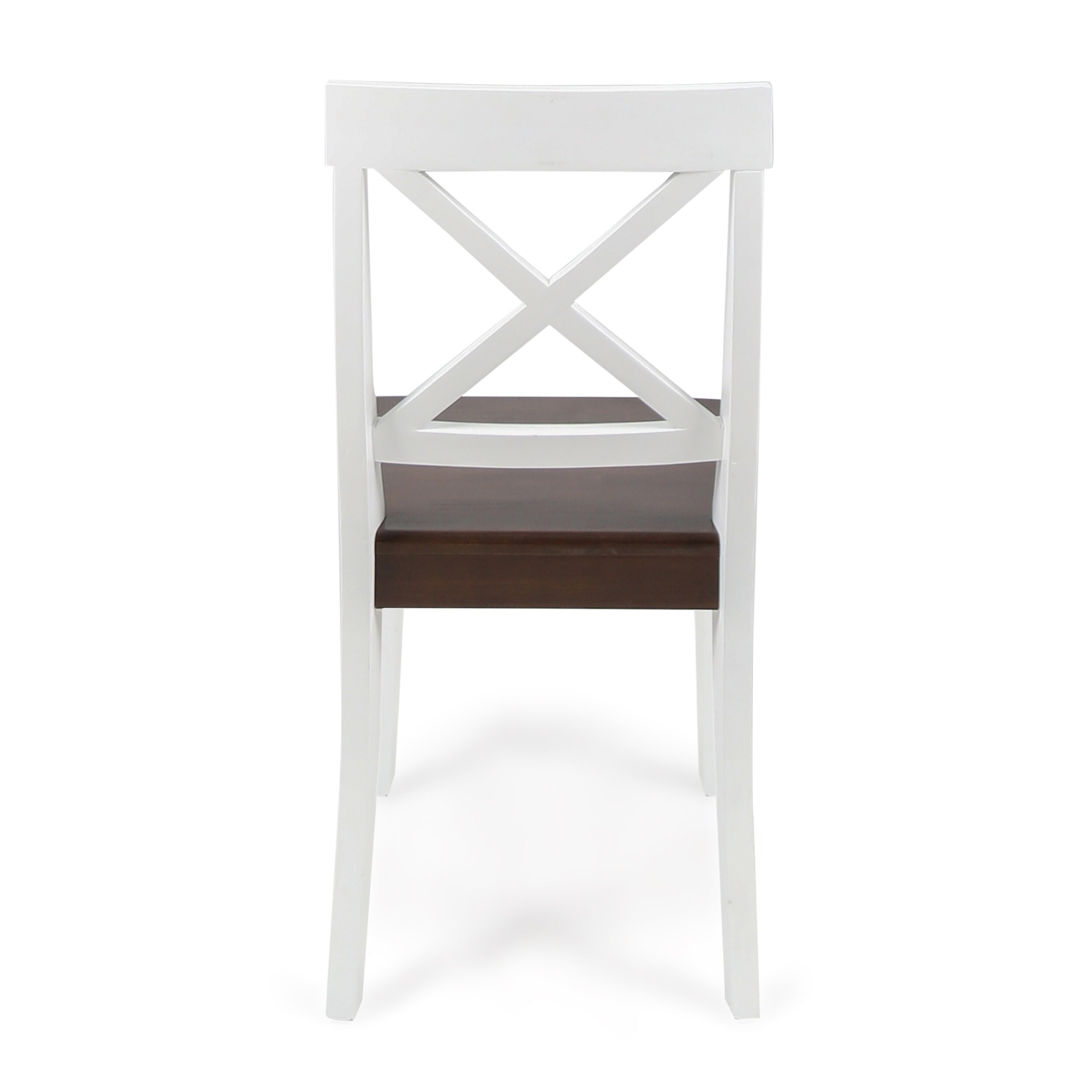 Rustic Acacia Wood Dining Chairs in White and Walnut, Set of 2