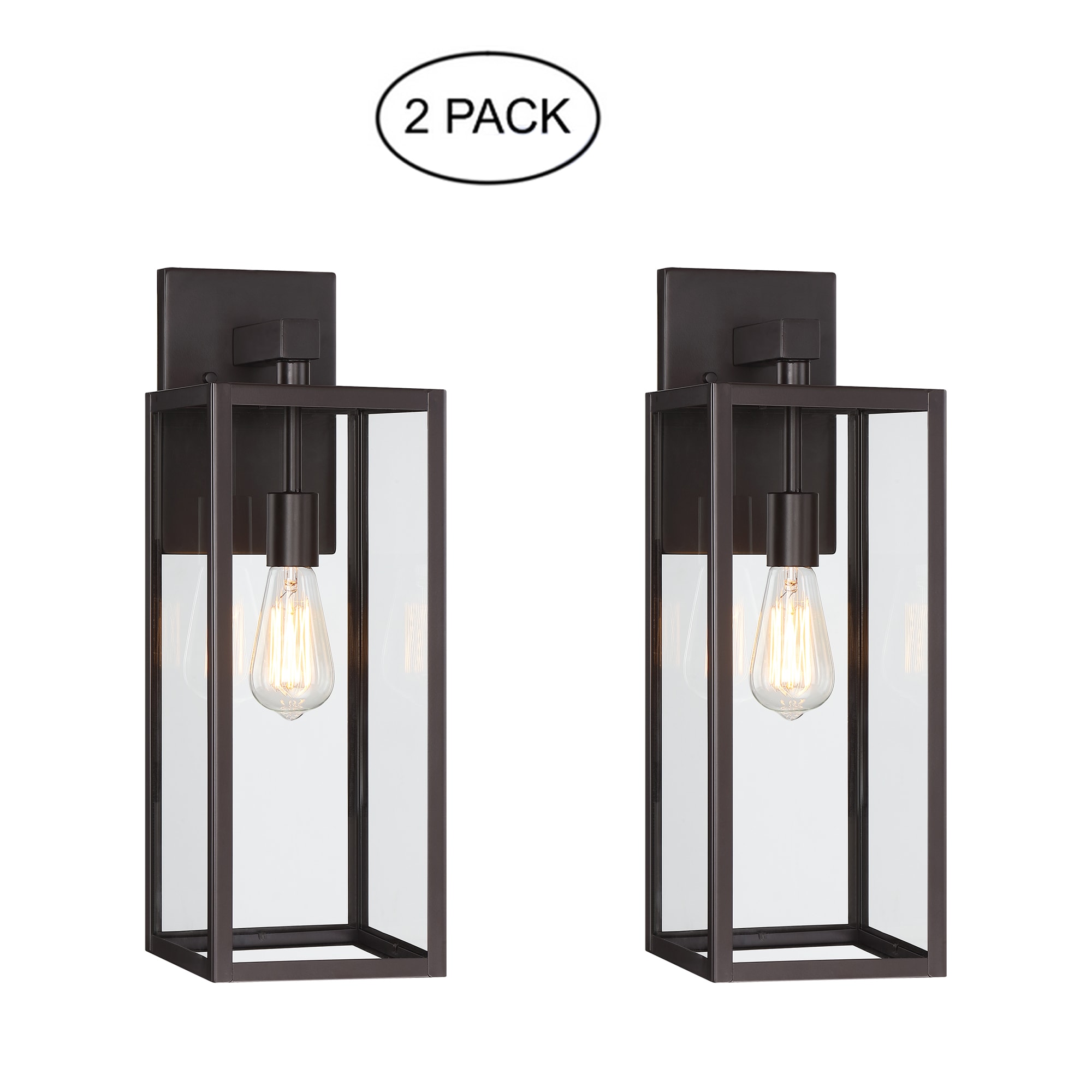 Hukoro 2FL17901-BZ 2 -Pack 1 -Light 21-in H Matte Bronze Hardwired Outdoor Wall Light