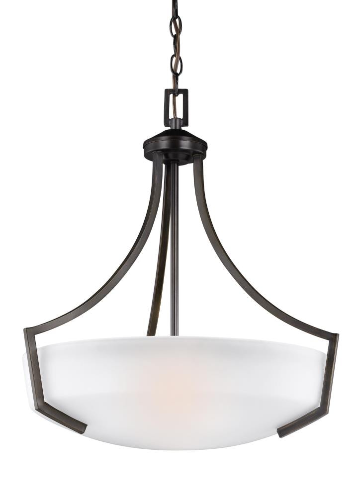 Generation Lighting 6624503-710 Hanford 3 -Light Bronze Transitional Etched glass Cone Medium Outdoor Hanging Pendant light