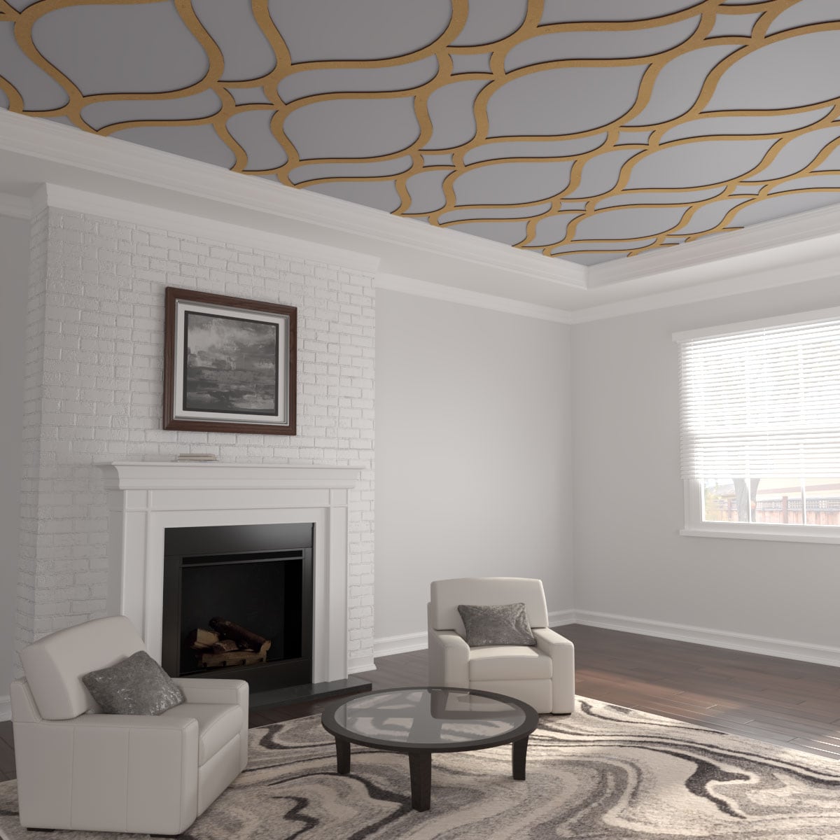 Ekena Millwork CELW63X95X0375VILMF 63-in x 94-1/2-in Embossed Paintable/Stainable Wood Fretwork Wall Panel ( 41.34-sq ft )