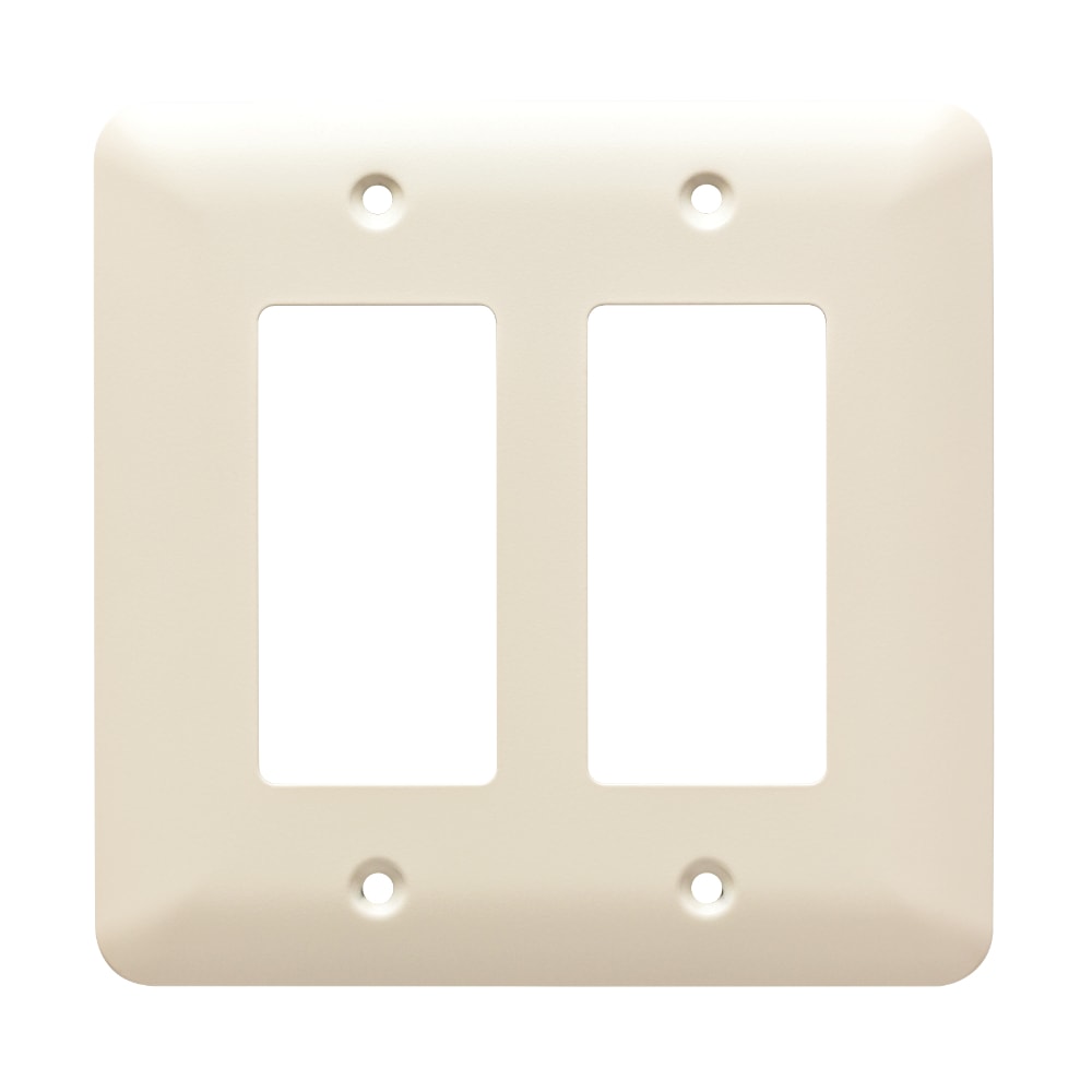 Style Selections W10252-LAL-CP Stamped Round 2 -Gang Standard Size Light Almond Steel Indoor Decorator Wall Plate