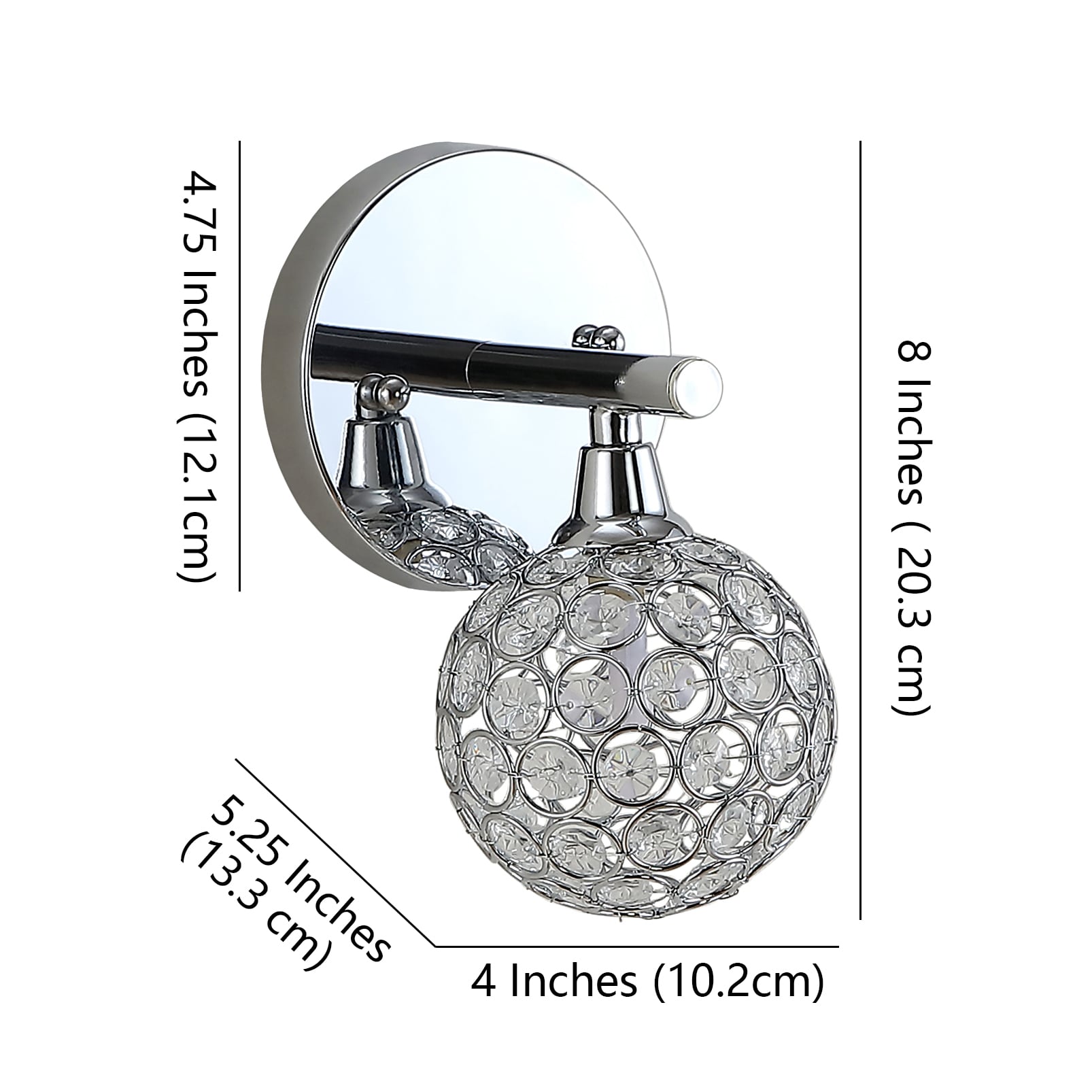 Maeve 4.75" Chrome Polished Globe Vanity Light with Crystal Prisms
