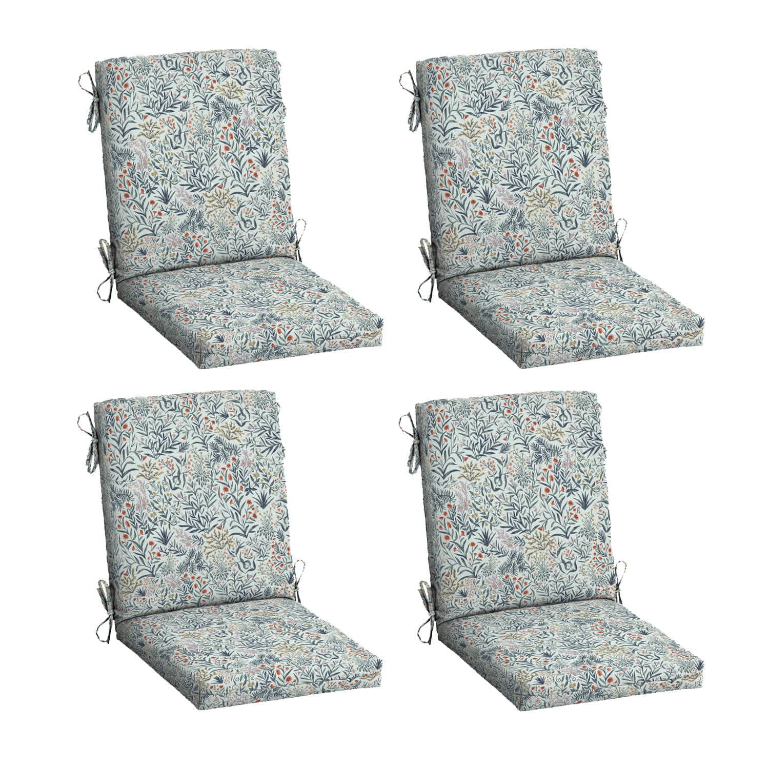 ARDEN  4 Pack Outdoor Patio Dining Chair Cushion - 20x44 - Rain Proof Seat Pad - Fade Resistant Outdoor Cushion (Pistachio Botanical)