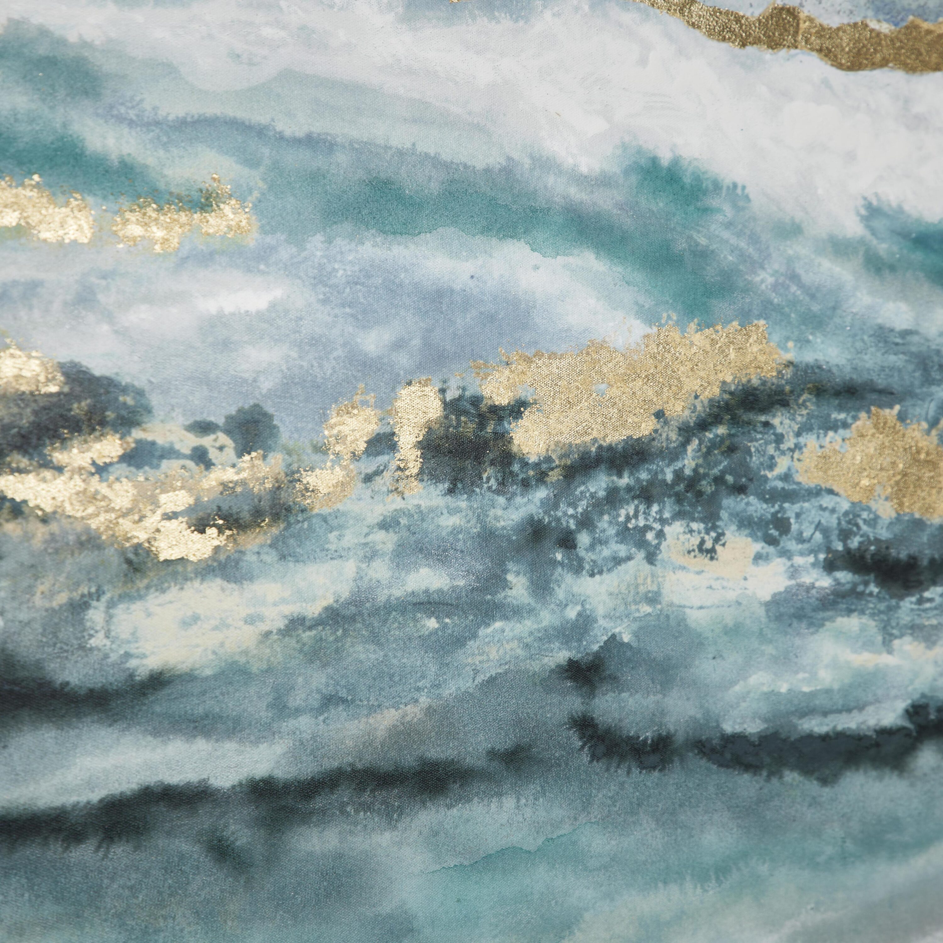 Blue and Gold Abstract Geode Canvas Wall Art