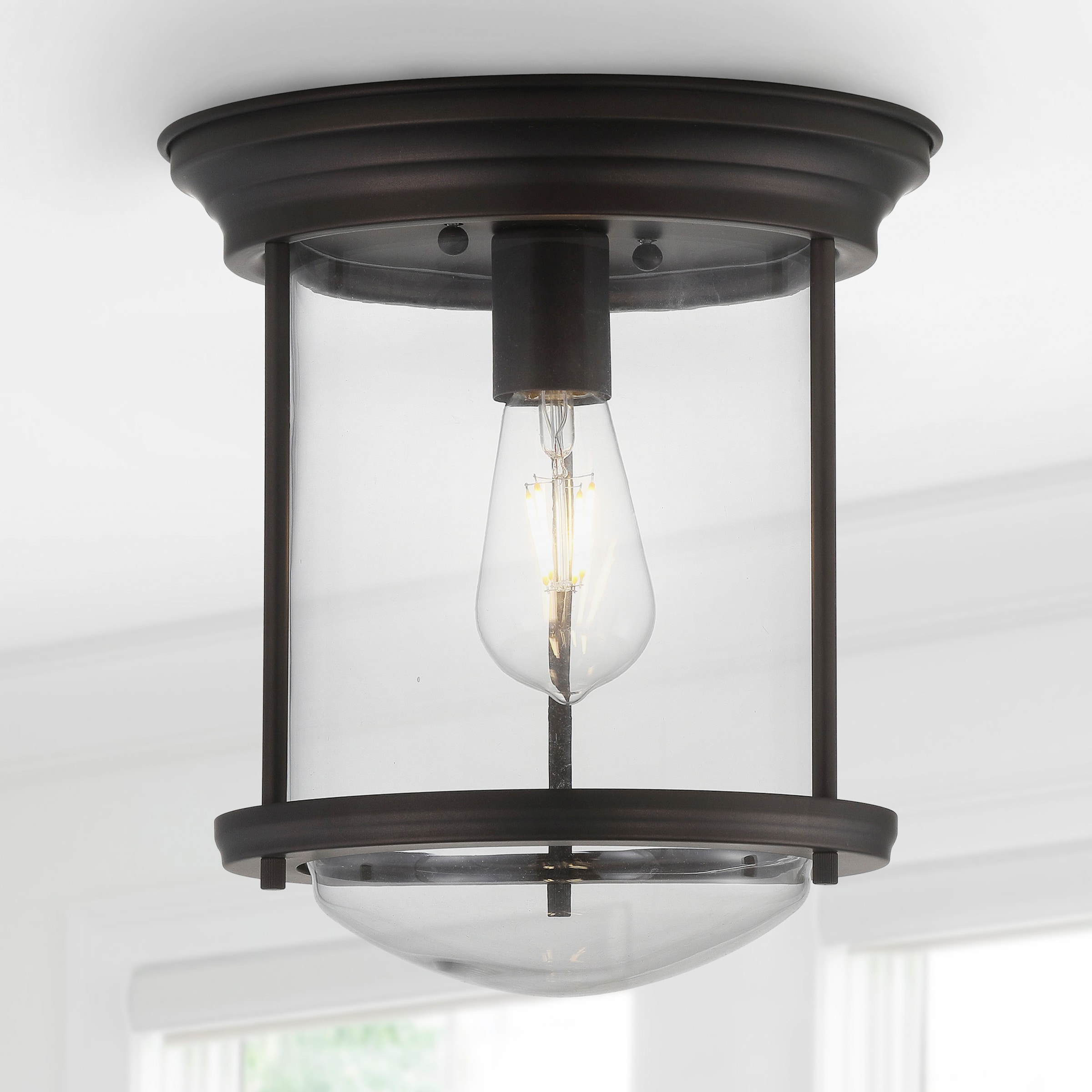 Harbor-Inspired 10.25" Oil Rubbed Bronze Glass LED Ceiling Light