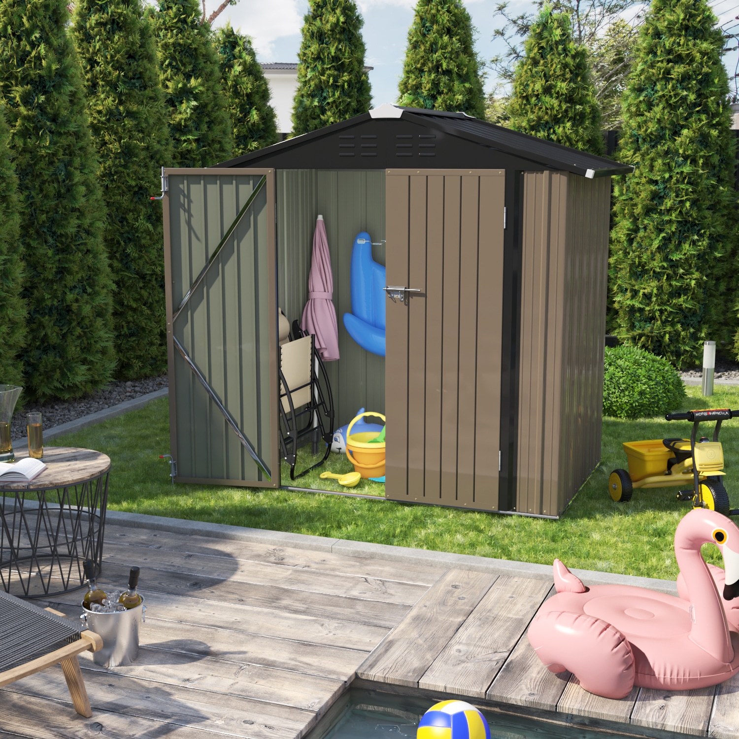 Vineego LS-MS64BNBK Metal-Storage-Buildings-Sheds - View #3