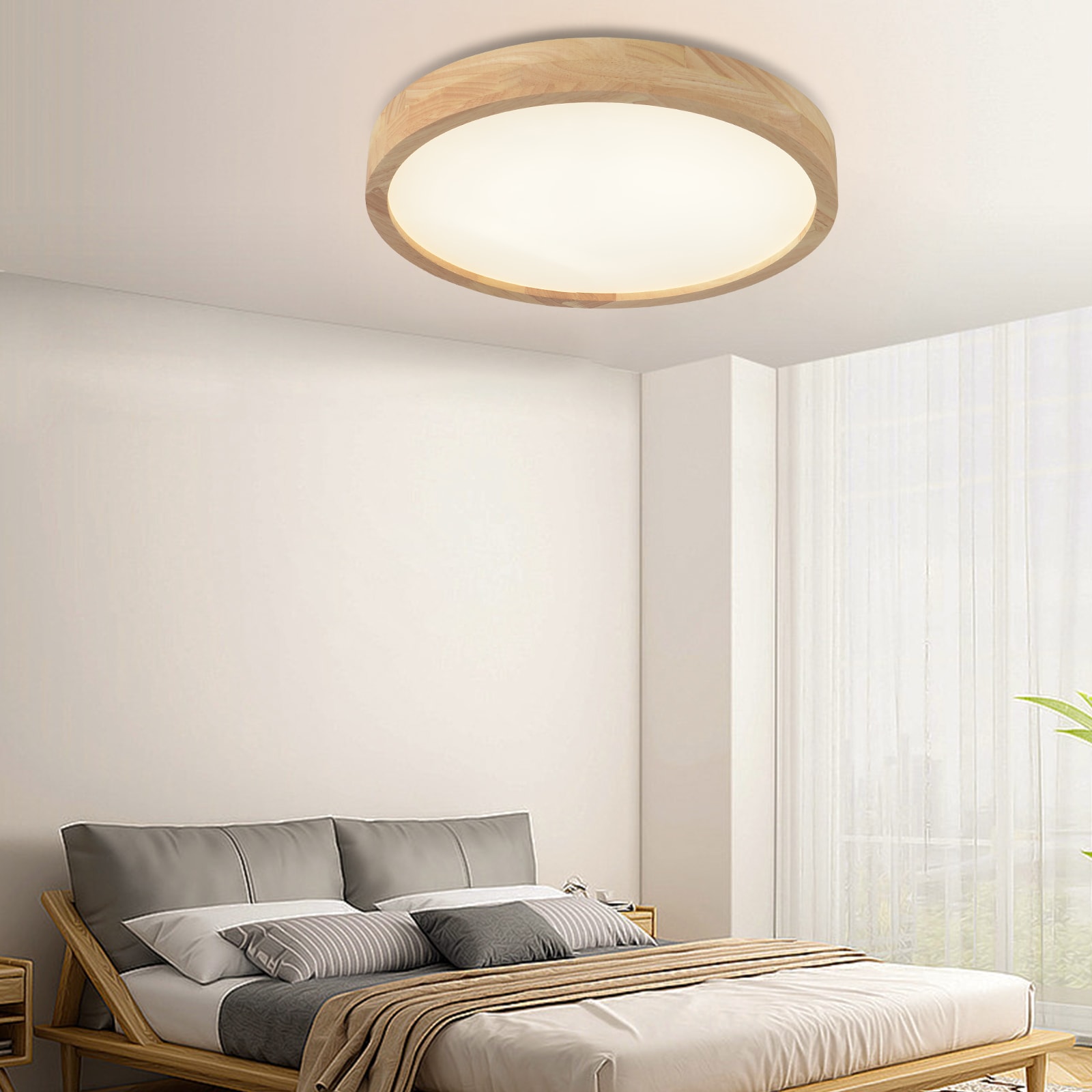 Oukaning JZUCK5P999HCX Stepless Dimming 1 -Light 15.74-in Antique Brown Flush Mount Light