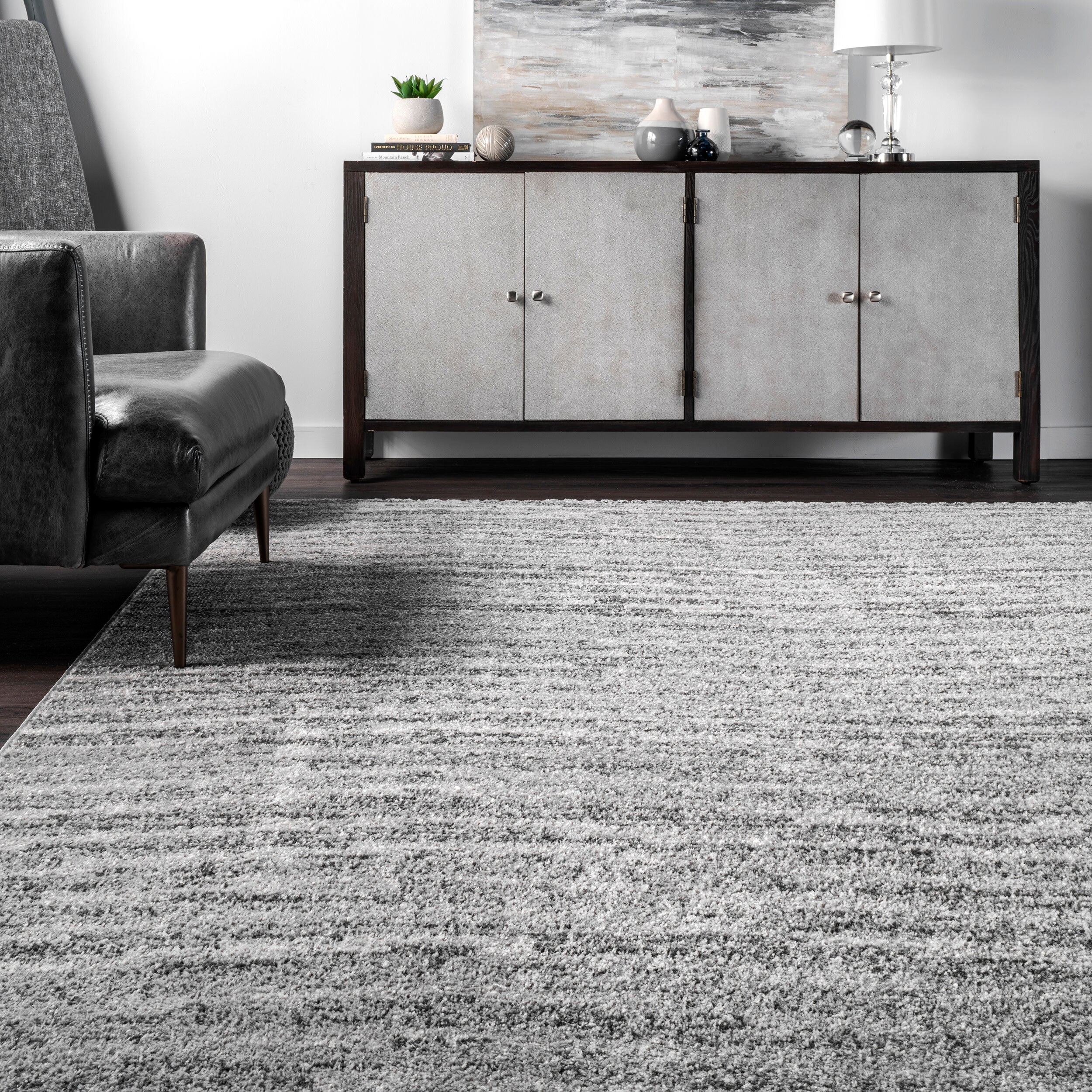 Gray Round Synthetic Reversible Area Rug, 4'0"x4'0"