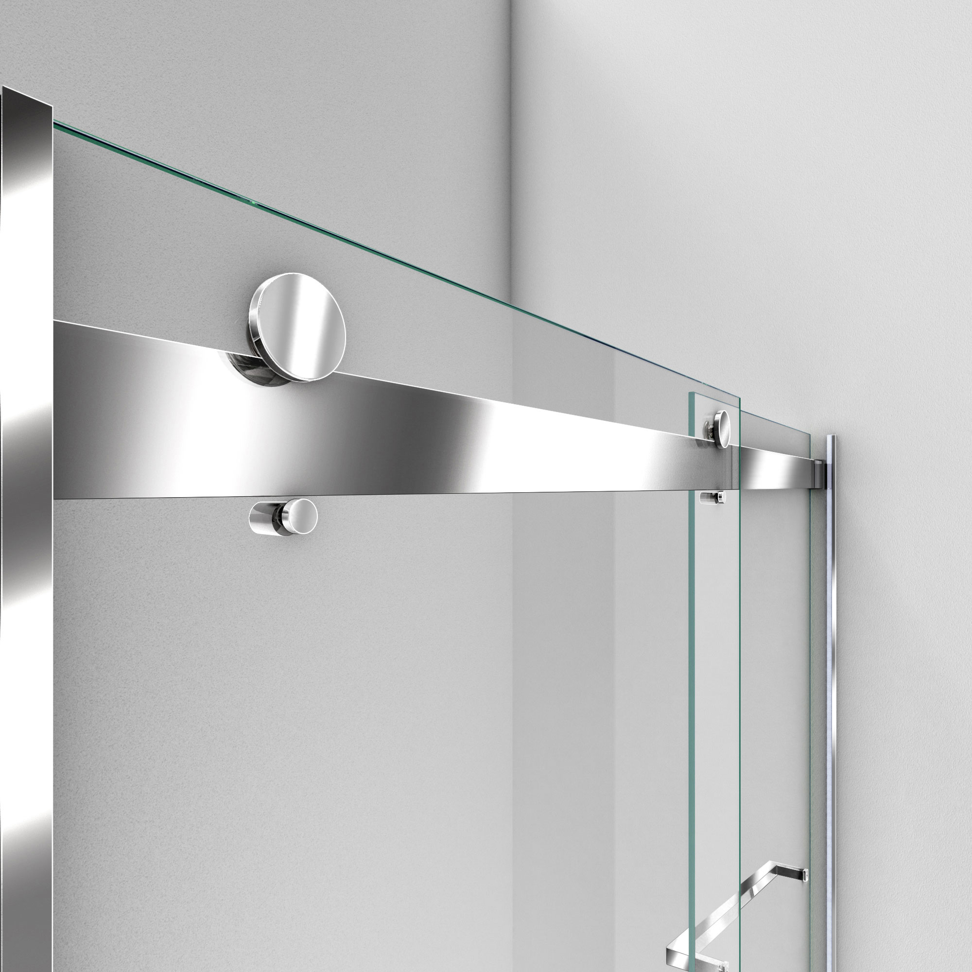 Essence Frameless Clear Glass Sliding Shower Door with Brushed Nickel Hardware