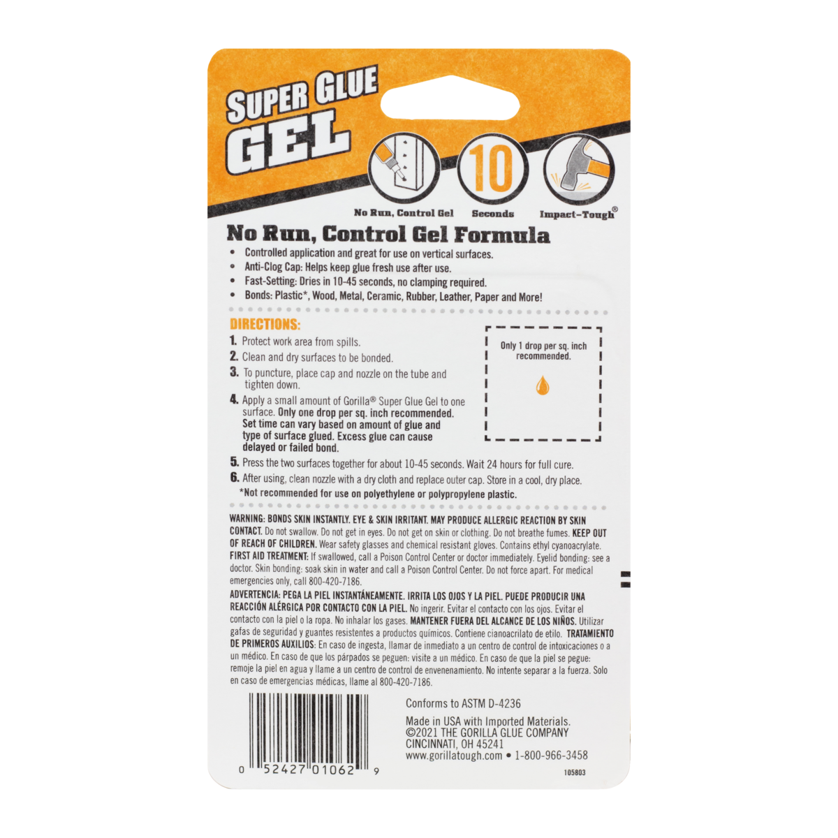 Gorilla Super Glue 4-Pack 3-gram Gel Super Glue in the Super Glue ...