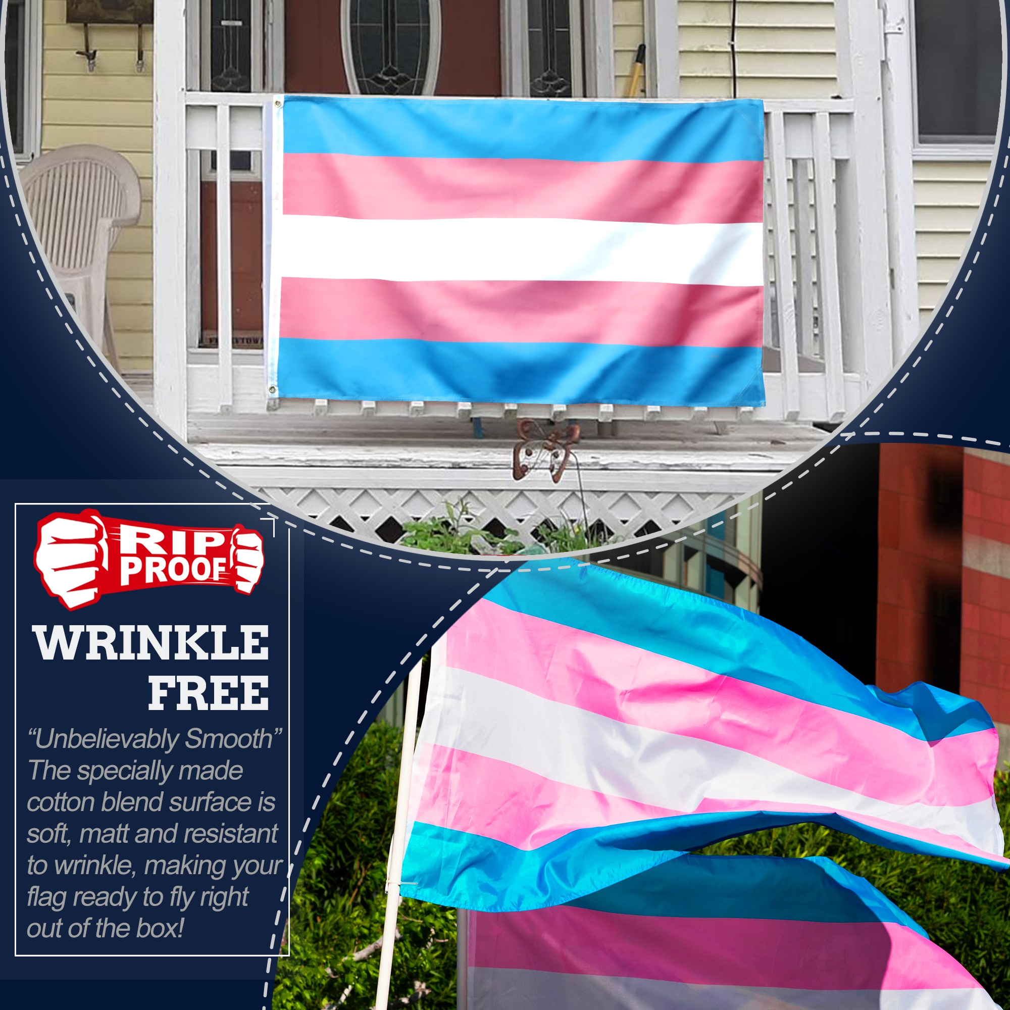  Trans Flag - 3x5 Ft Transgender Pride Flag - Outdoor