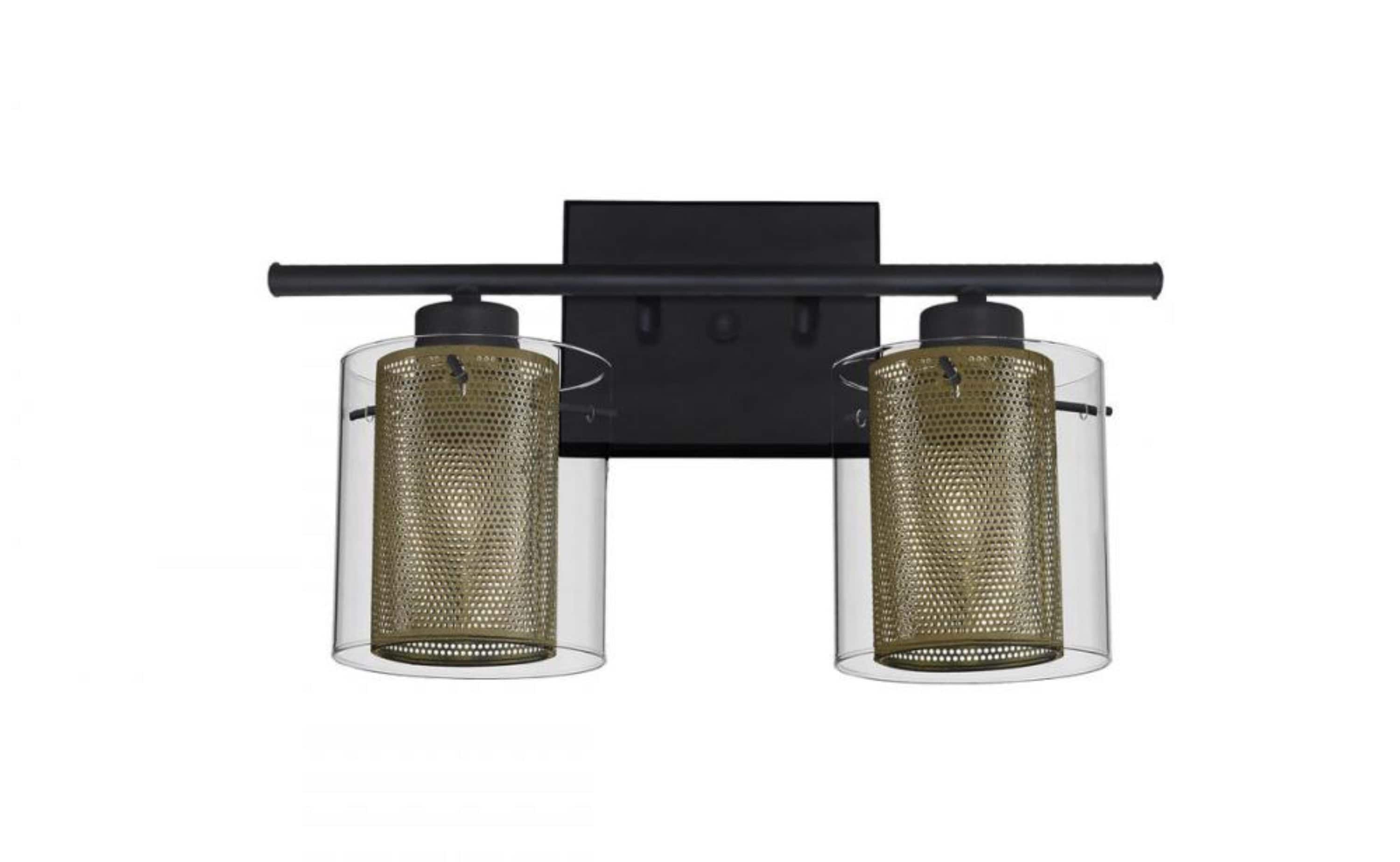 Whitfield Lighting VL28059-2BKGL 24-in 3-Light Black Transitional Vanity Light