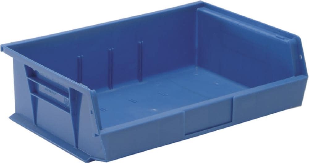 Quantum Storage Systems ULTRA 16.5-in W x 5-in H x 10.875-in D Blue  Polypropylene Stackable Bin in the Storage Bins & Baskets department at