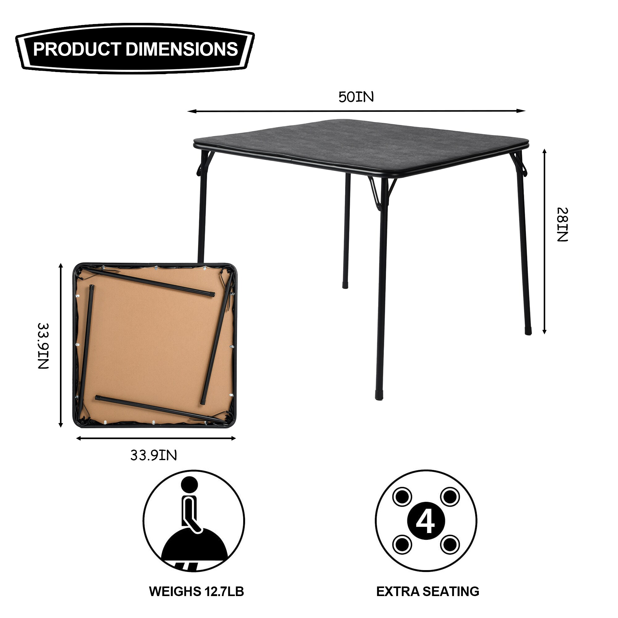 Homy Casa FERN BLACK Folding-Tables - View #3