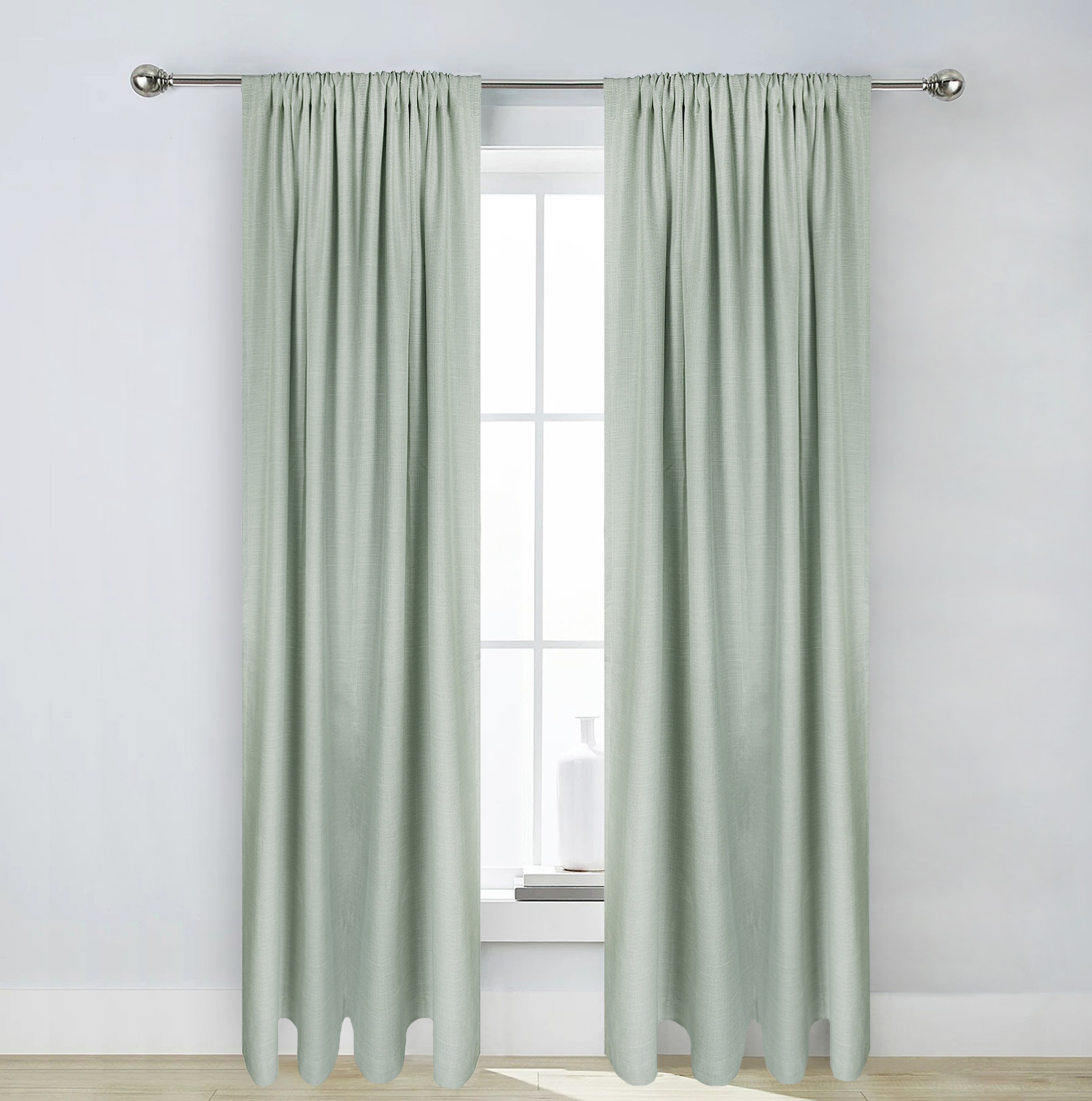 Origin 21 36017 84-in GREEN Polka dot Blackout Interlined Back tab Curtain panel pair