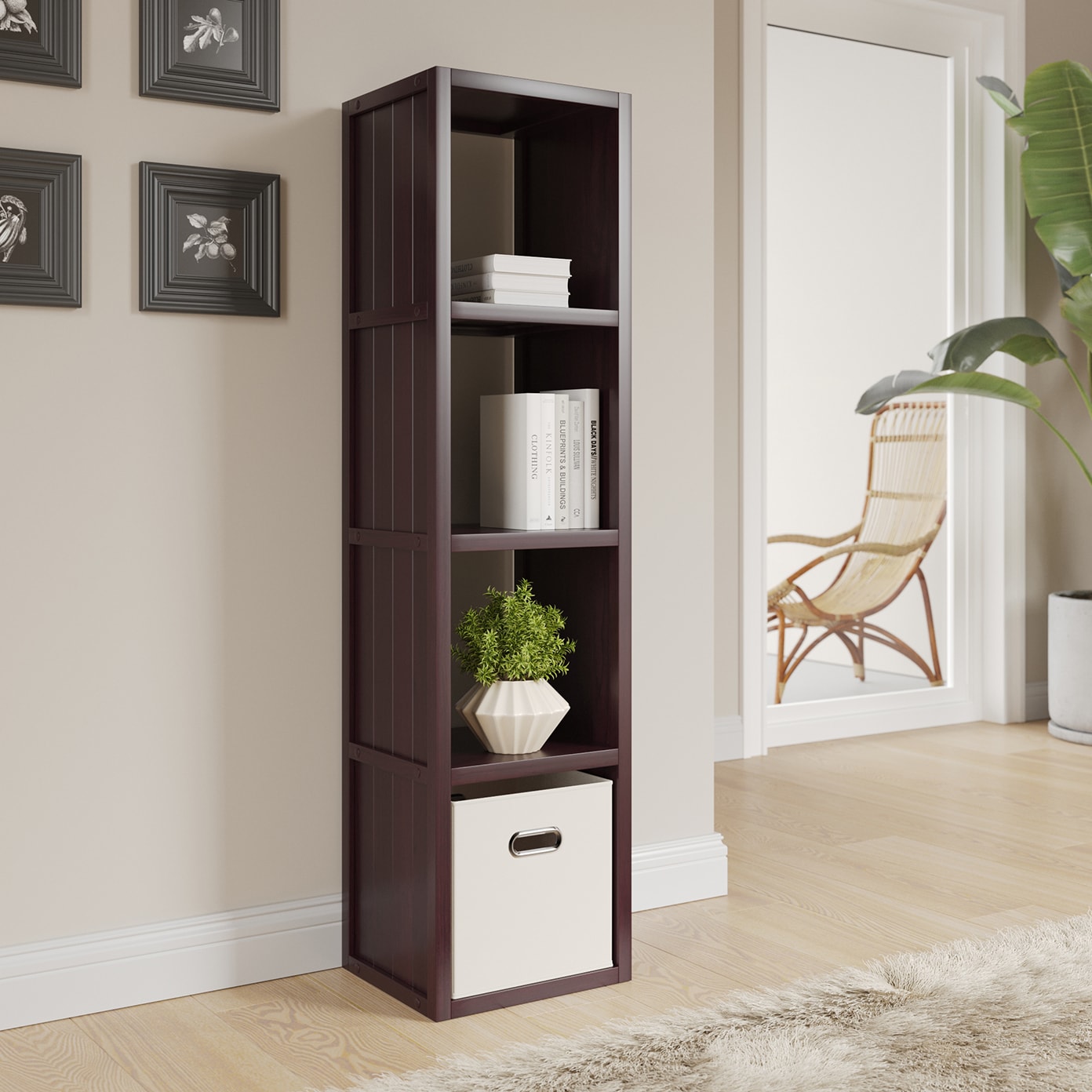 John Louis Home JLH-4CTE 53.5-Inches H x 13.5-Inches W x 11.75-Inches D Espresso Wood 4 Cube organizer