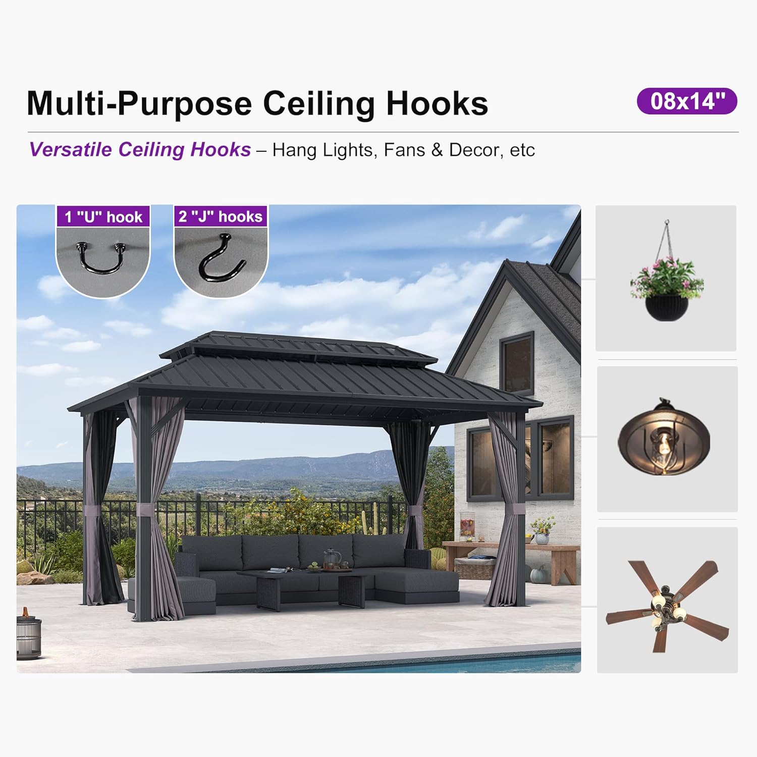 PURPLE LEAF LS04JJG0814 Wood-Resin-Gazebos - View #11