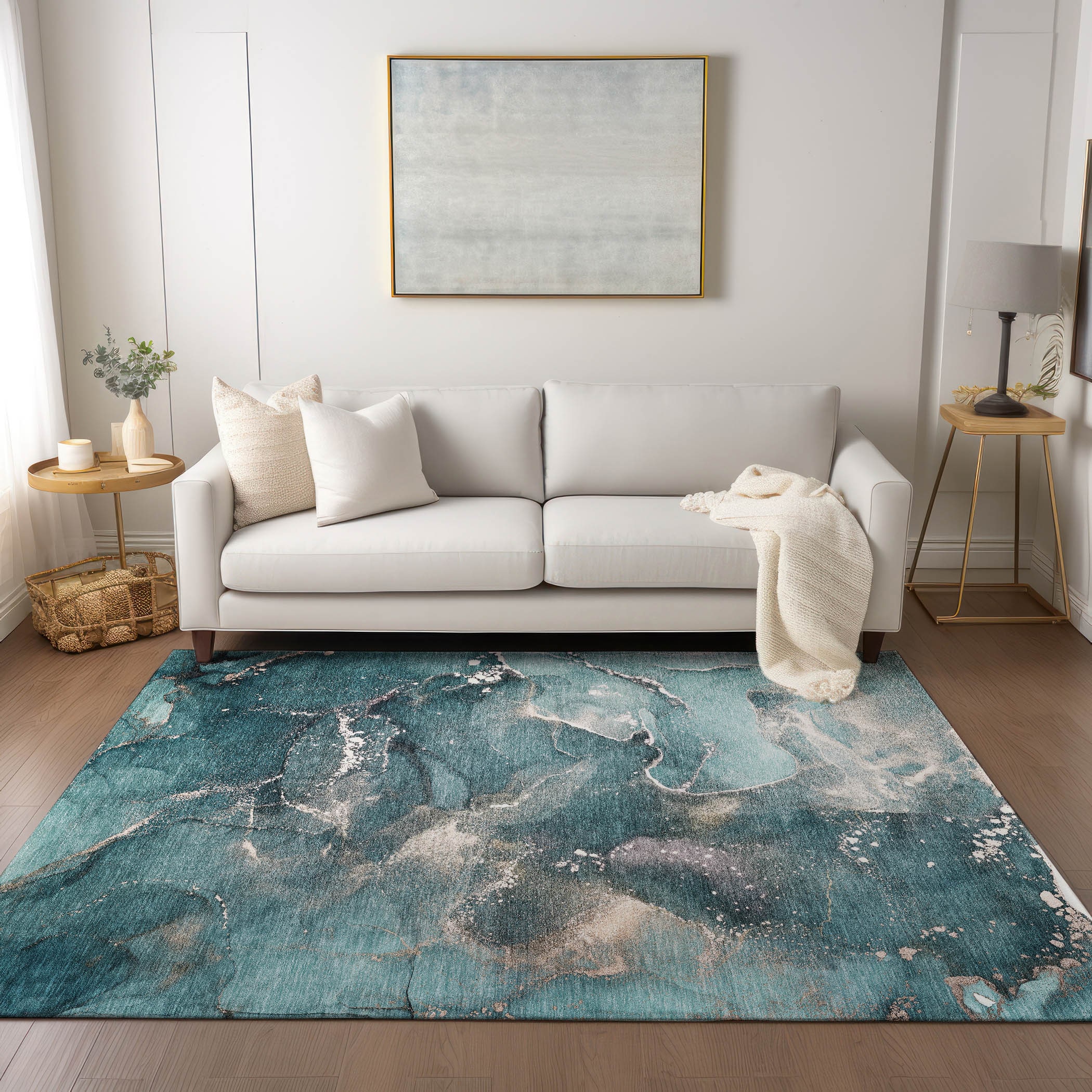 Addison Rugs ACN518TE10X14 Chantille ACN518TE 10 x 14 (ft) Polyester Teal Rectangular Indoor/Outdoor Abstract Machine washable Area rug