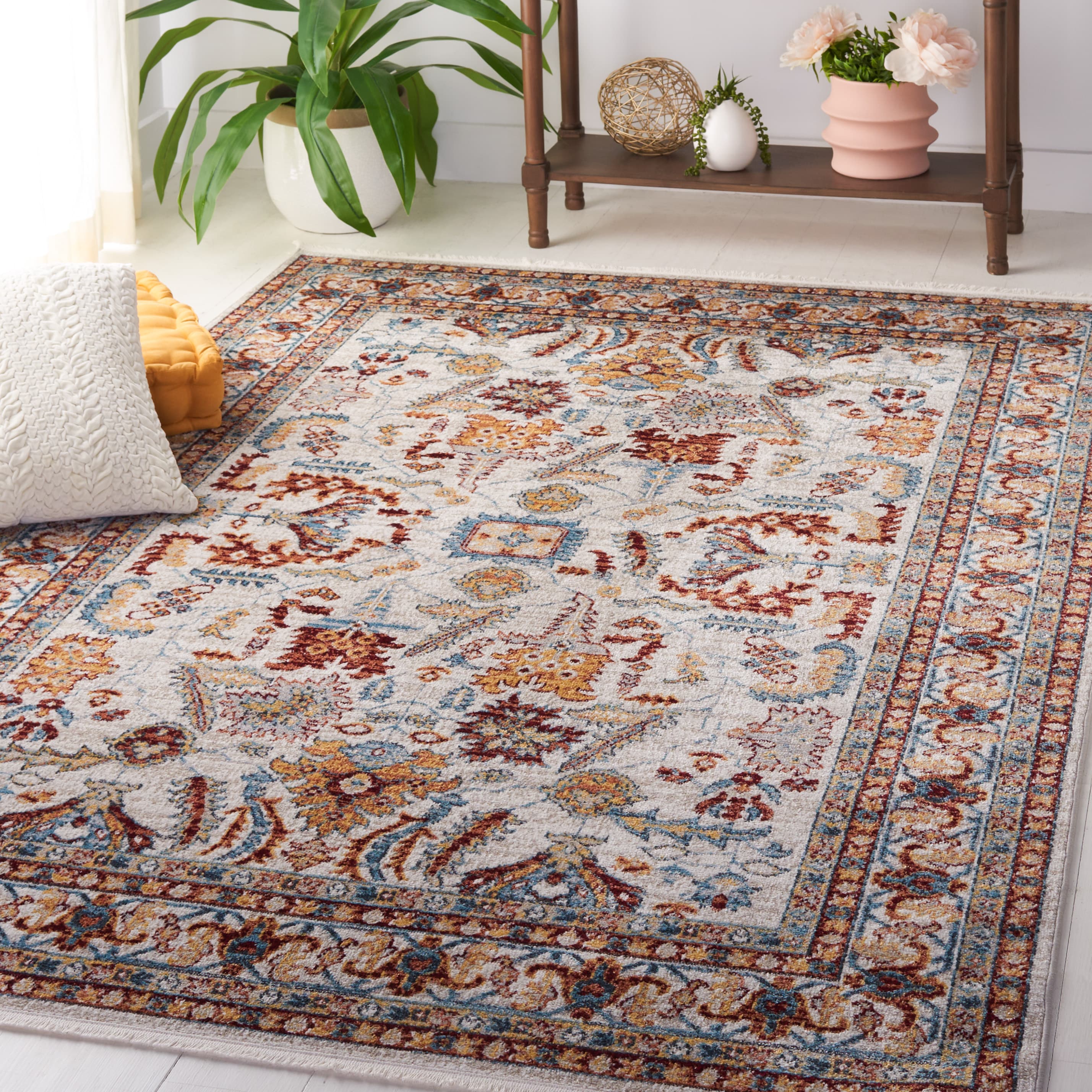 Reversible Bayside Blue Synthetic 8' x 10' Easy-Care Area Rug