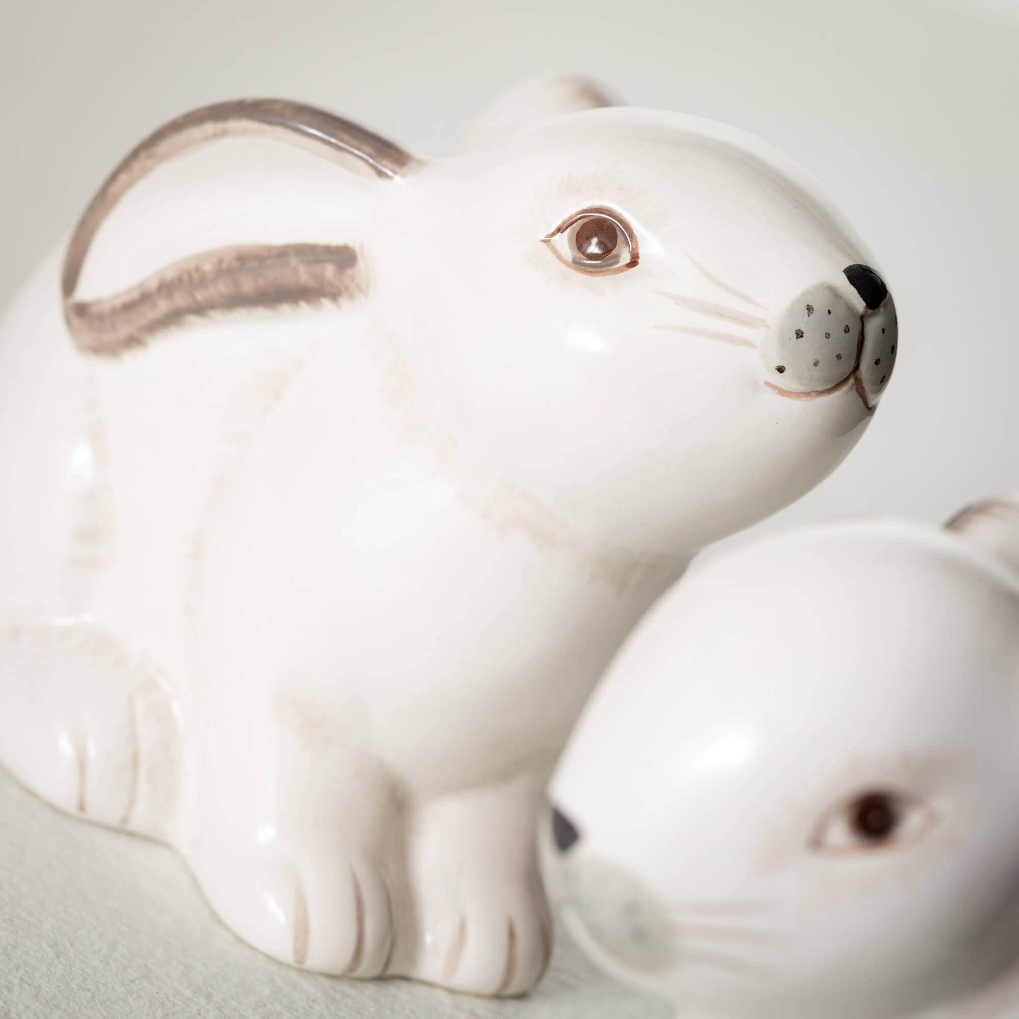 White Ceramic Spring Bunny Figurines Set of 2