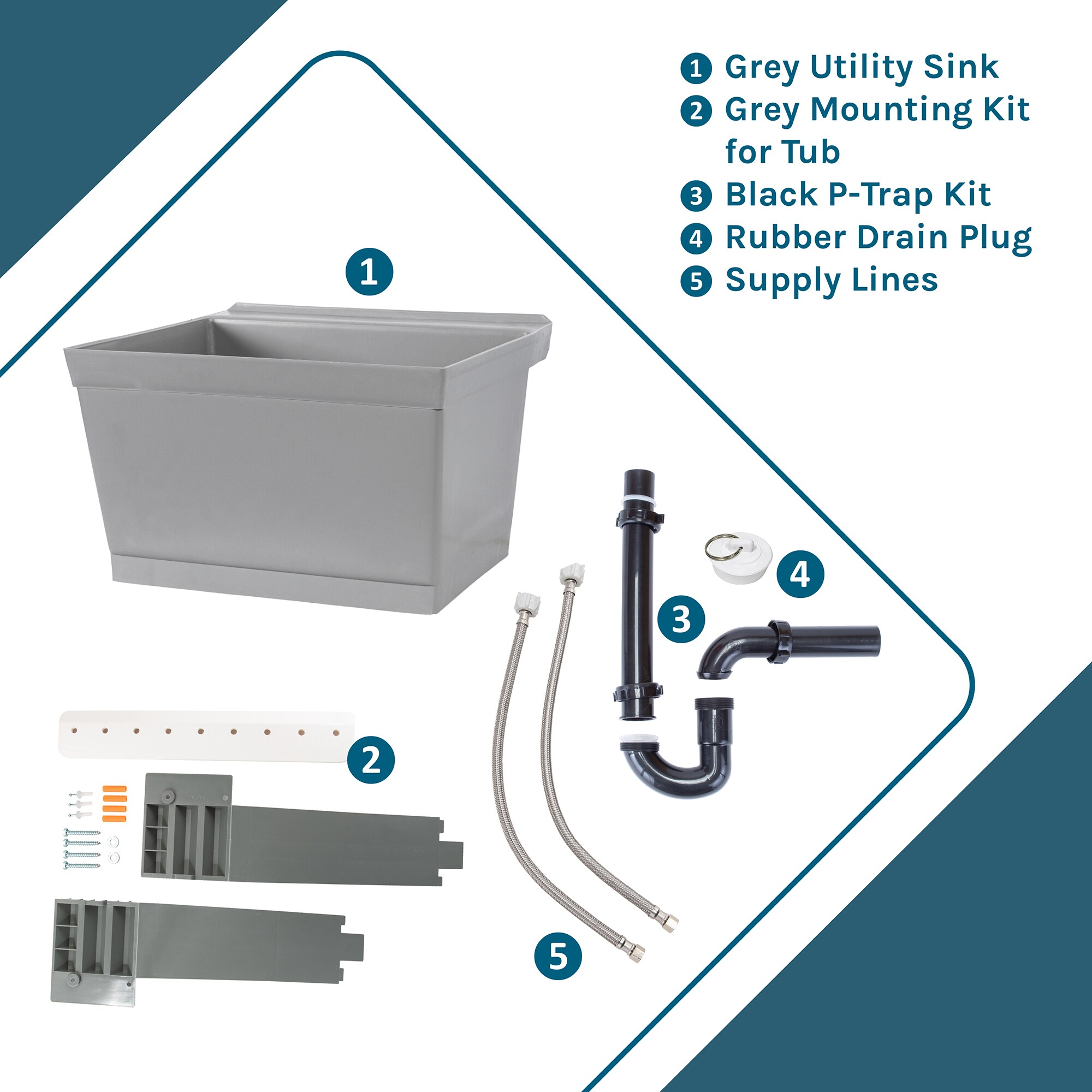 Cambridge Resources 040 US3502GRY Laundry-Tubs-Utility-Sinks - View #3