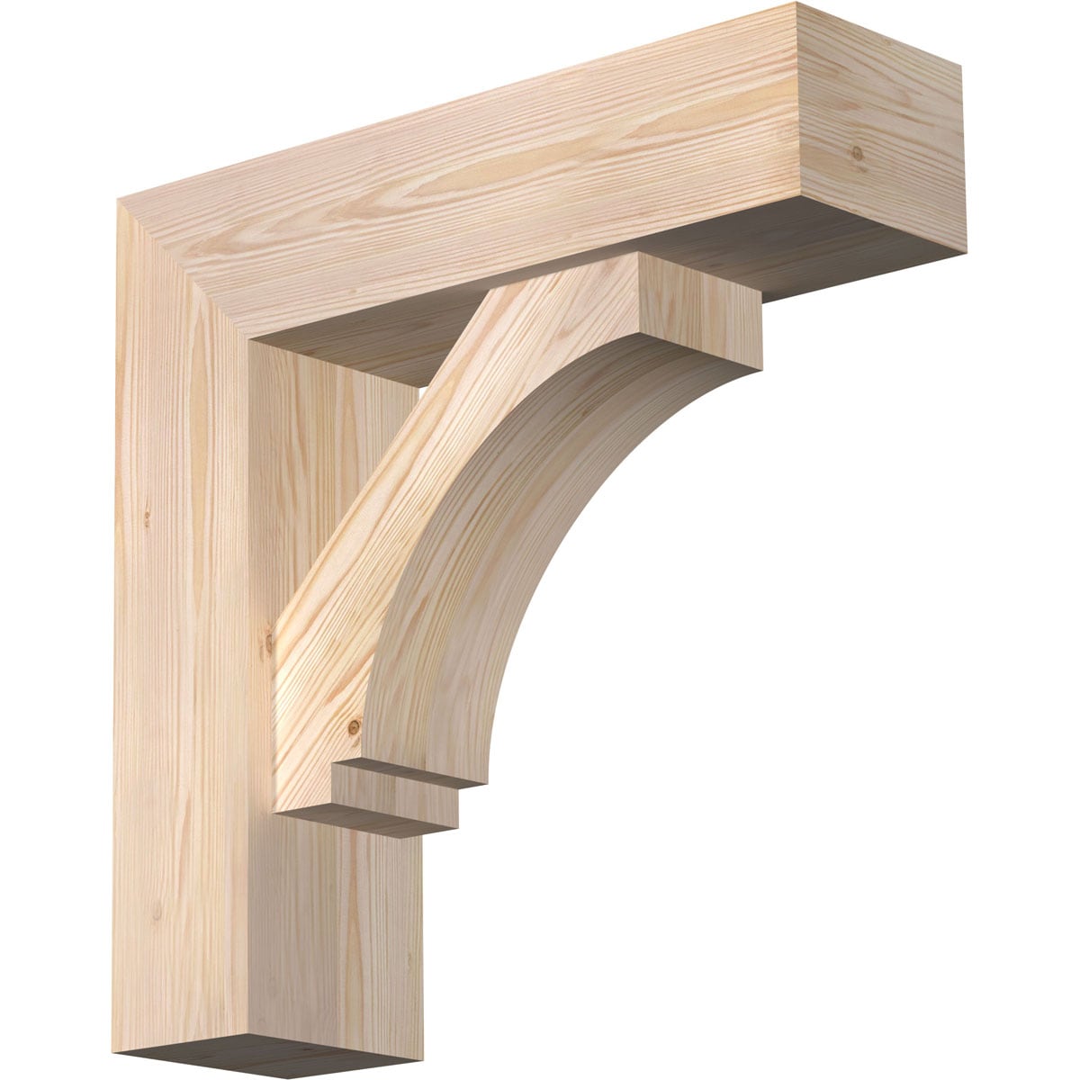 Ekena Millwork 1462978 Imperial block smooth bracket with offset brace 7-1/2-in x 26-in x 26-in Douglas fir Brown Wood Standard bracket