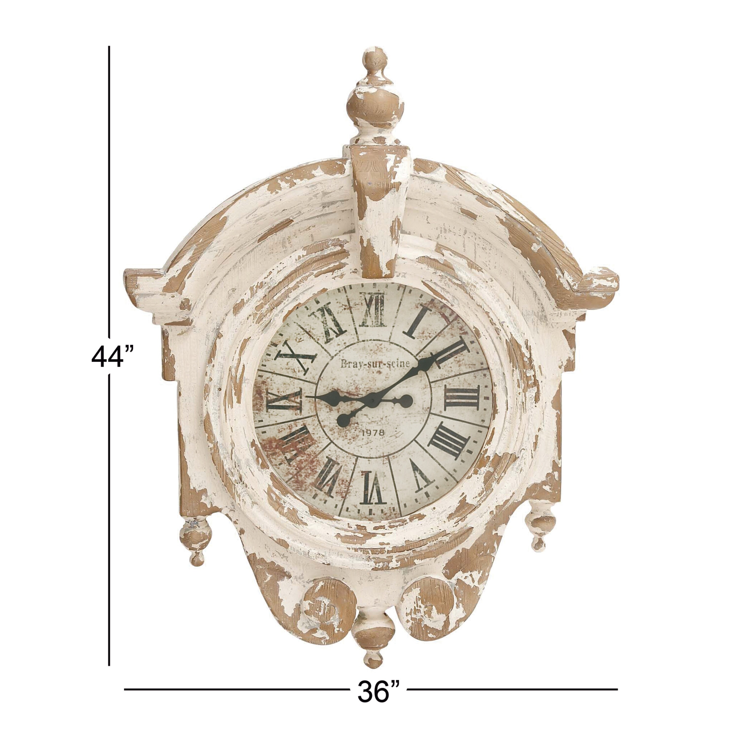 Vintage Brown and White Distressed Fiberglass Wall Clock